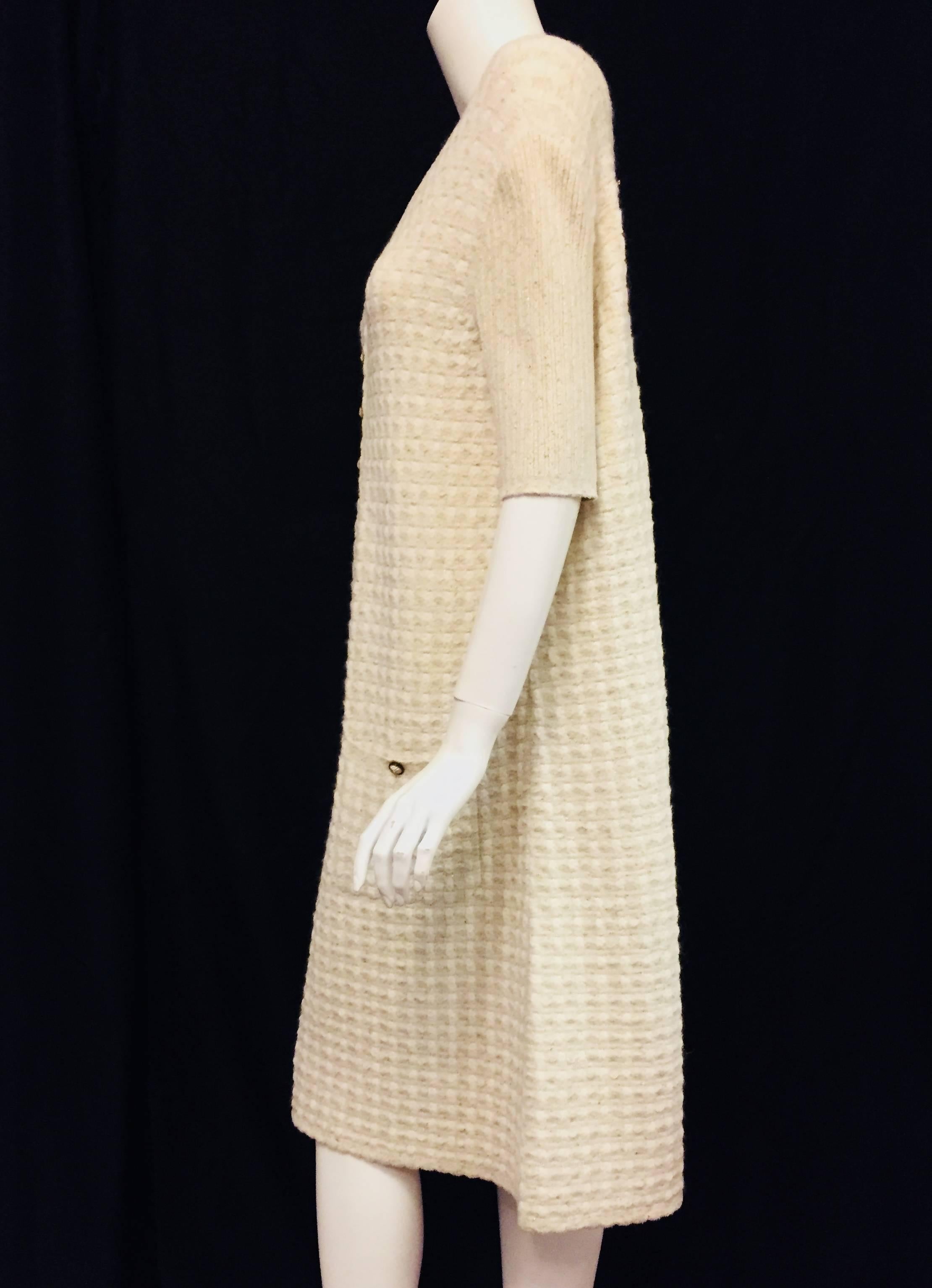 Women's Cozy Chanel Ivory Mohair & Wool Dress with Two Patch Pockets