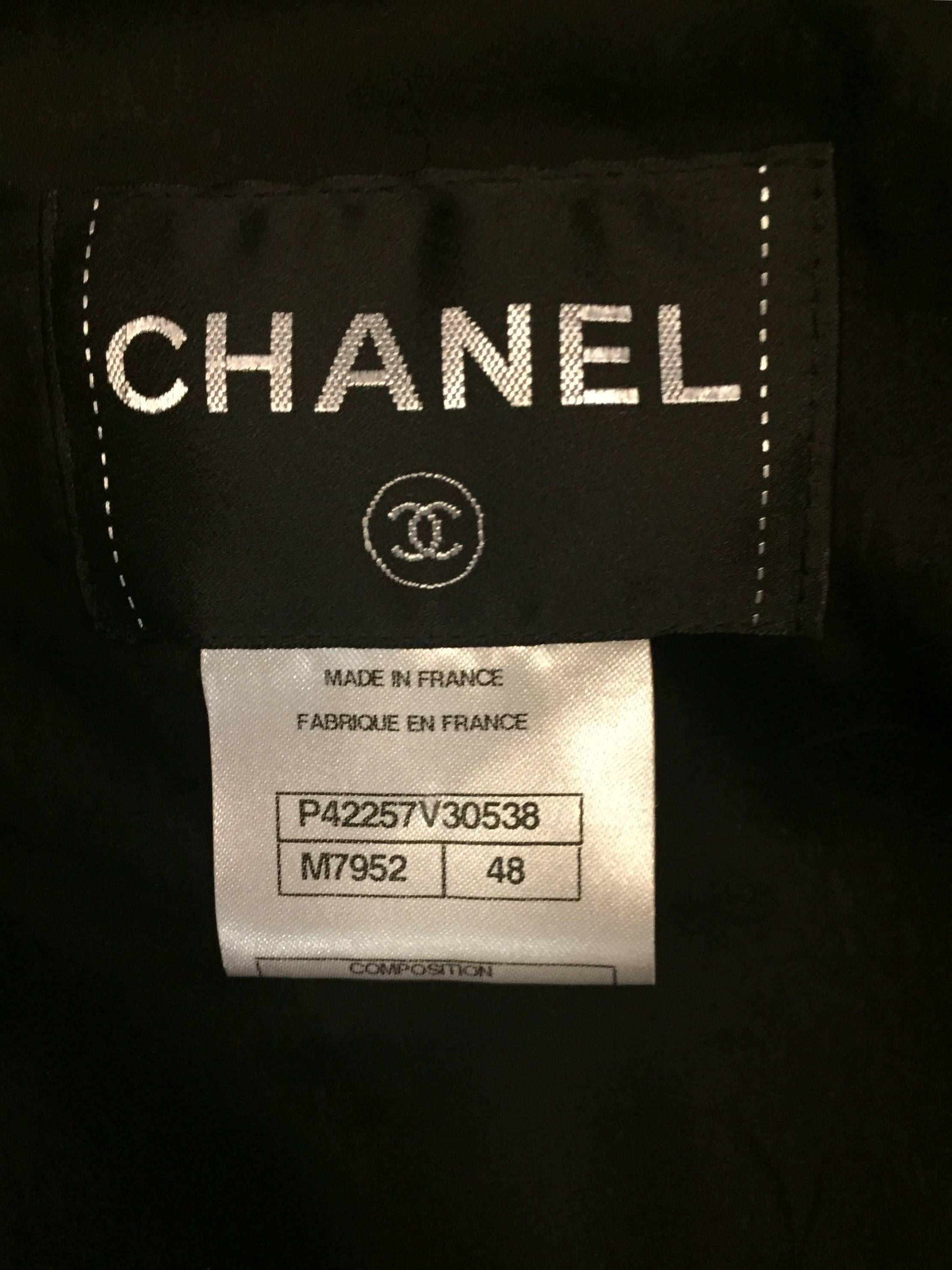Chanel Black & White Wool Blend Slub Tweed Jacket Sz 48 2
