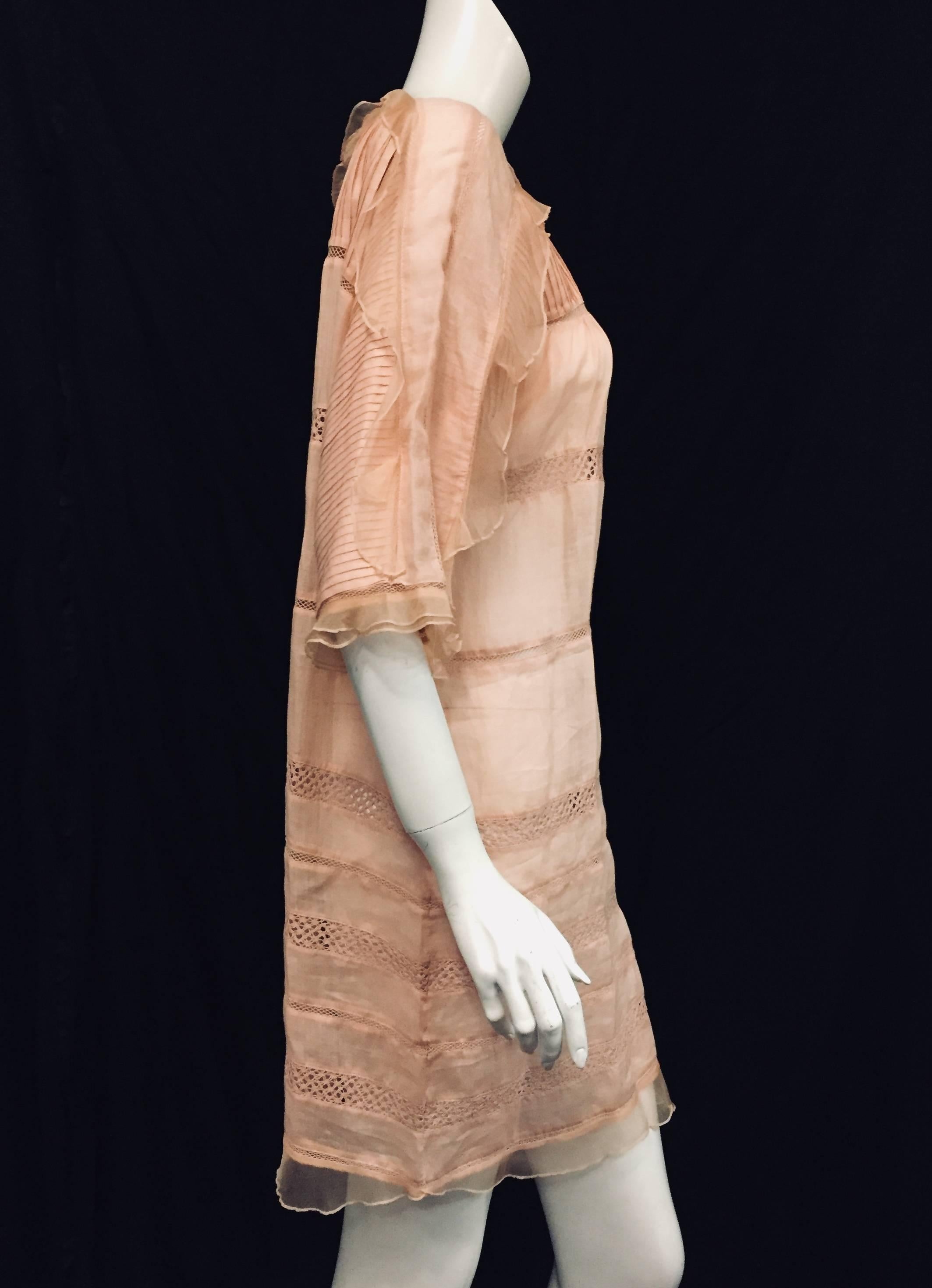 Beige Isabel Marant Peach Ramie and Silk Dress