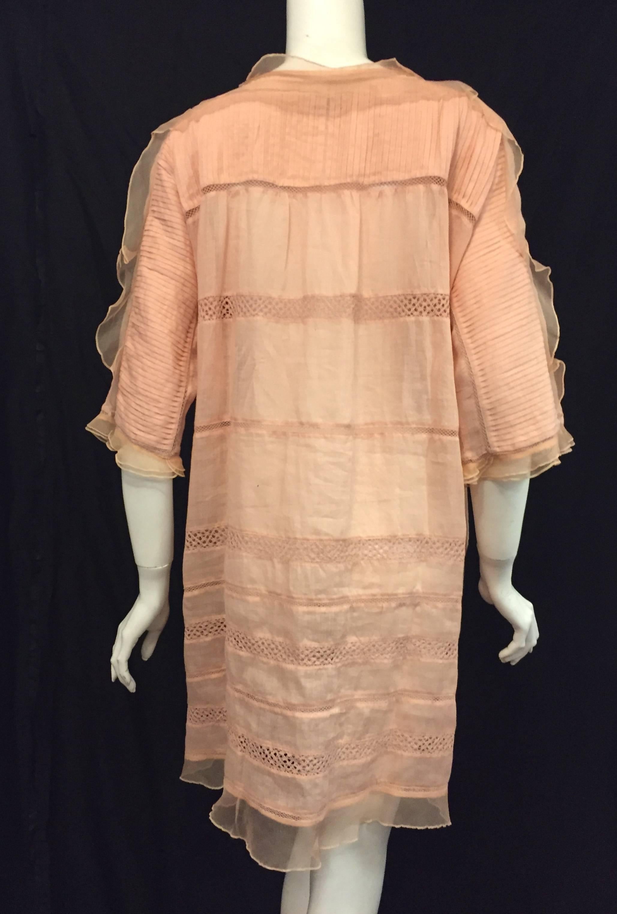 Isabel Marant Peach Ramie and Silk Dress In Excellent Condition In Palm Beach, FL