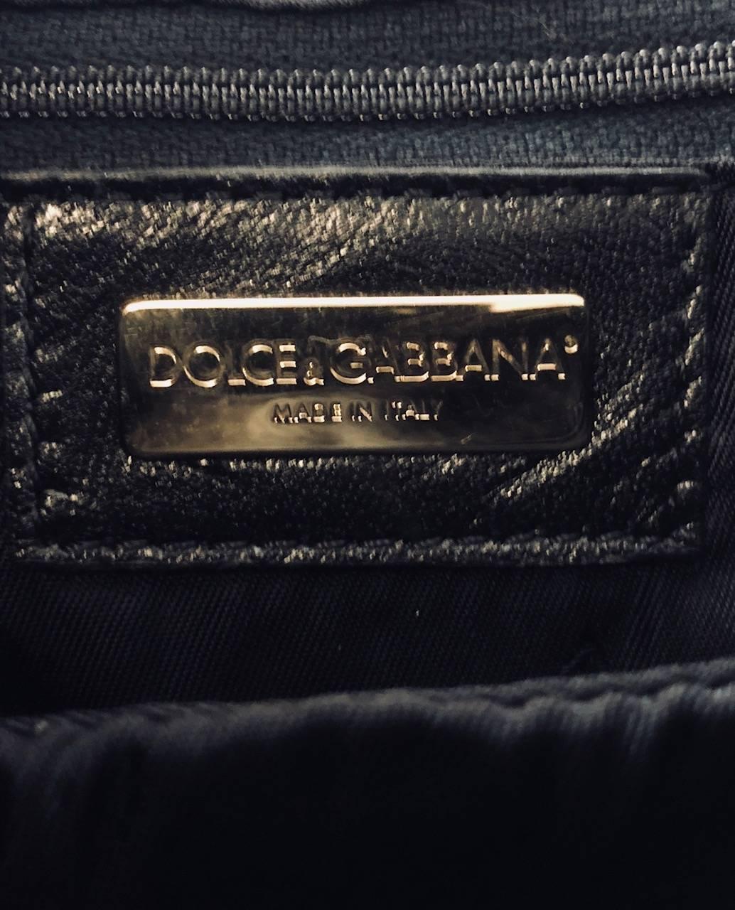 Dolce & Gabbana Black and White Houdstooth Wool Shoulder Bag w/Black Lizard Flap 4