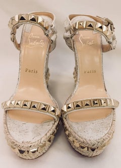 Christian Louboutin Cataclou Studded Suede Espadrille Platfoform Sandals