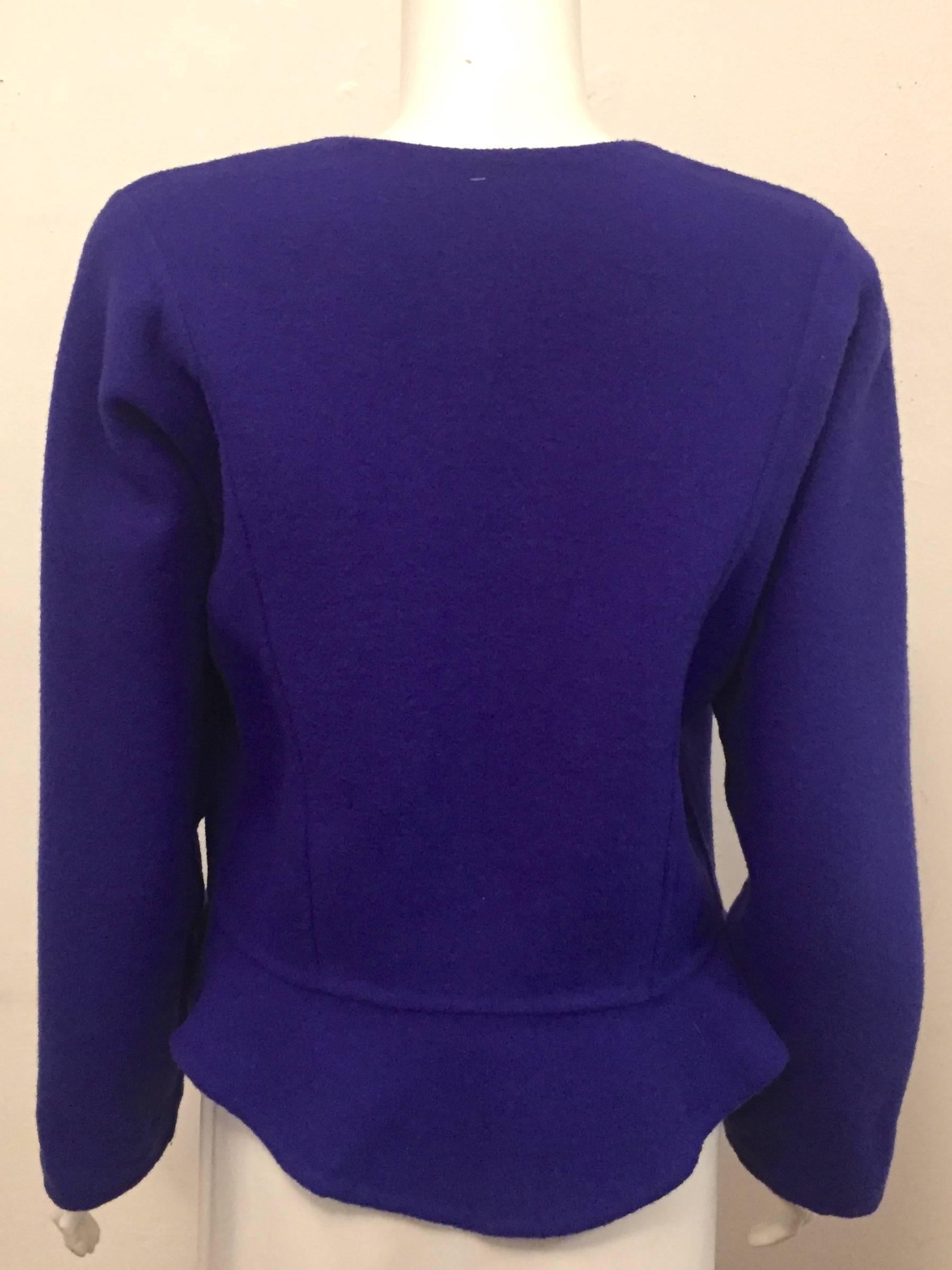 Genuine Geoffrey Beene Royal Blue Jacket with Dolman Sleeves In Excellent Condition For Sale In Palm Beach, FL