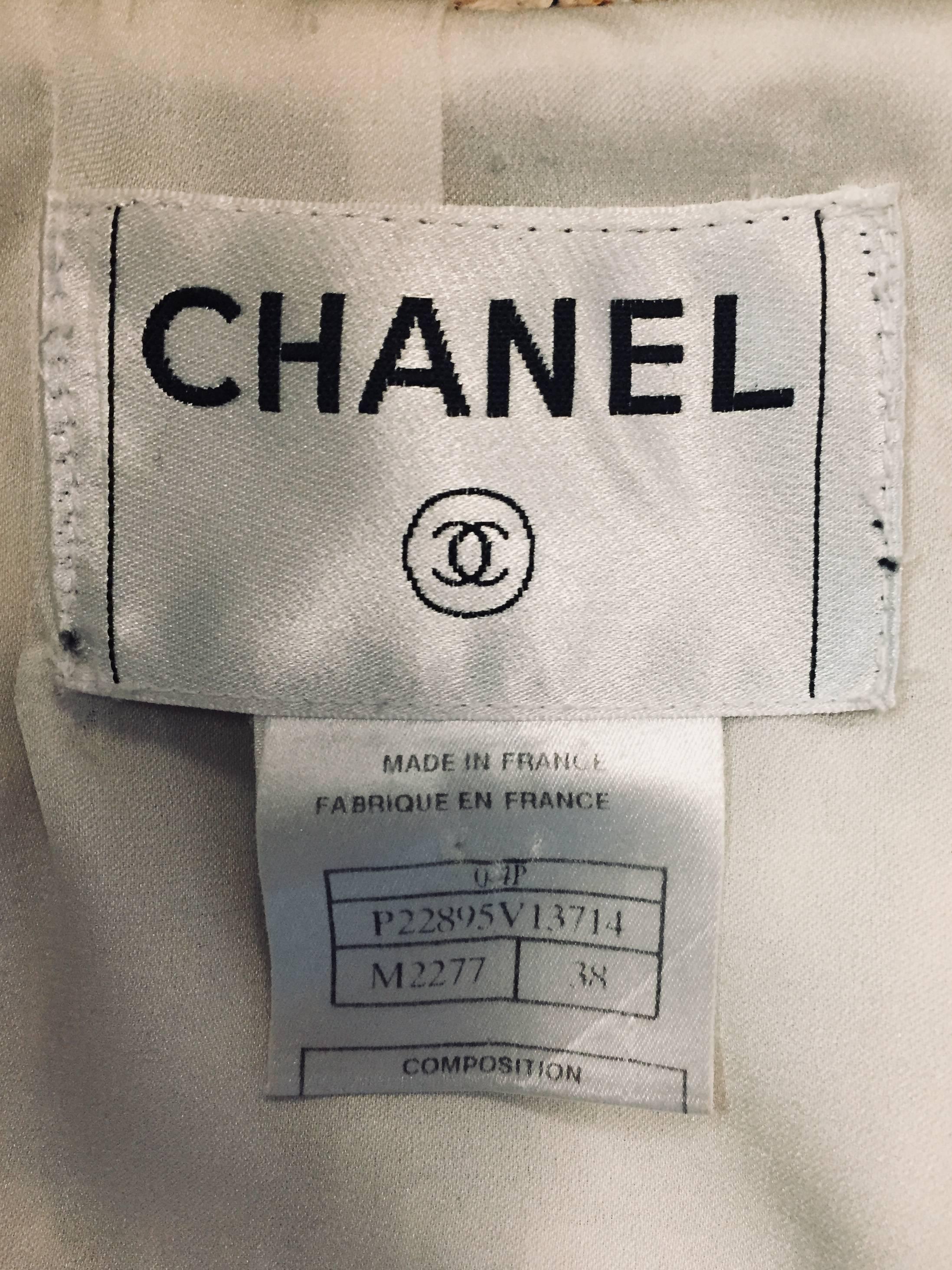 Chanel Spring Tweed Check Jacket With Fringe Trim  For Sale 2