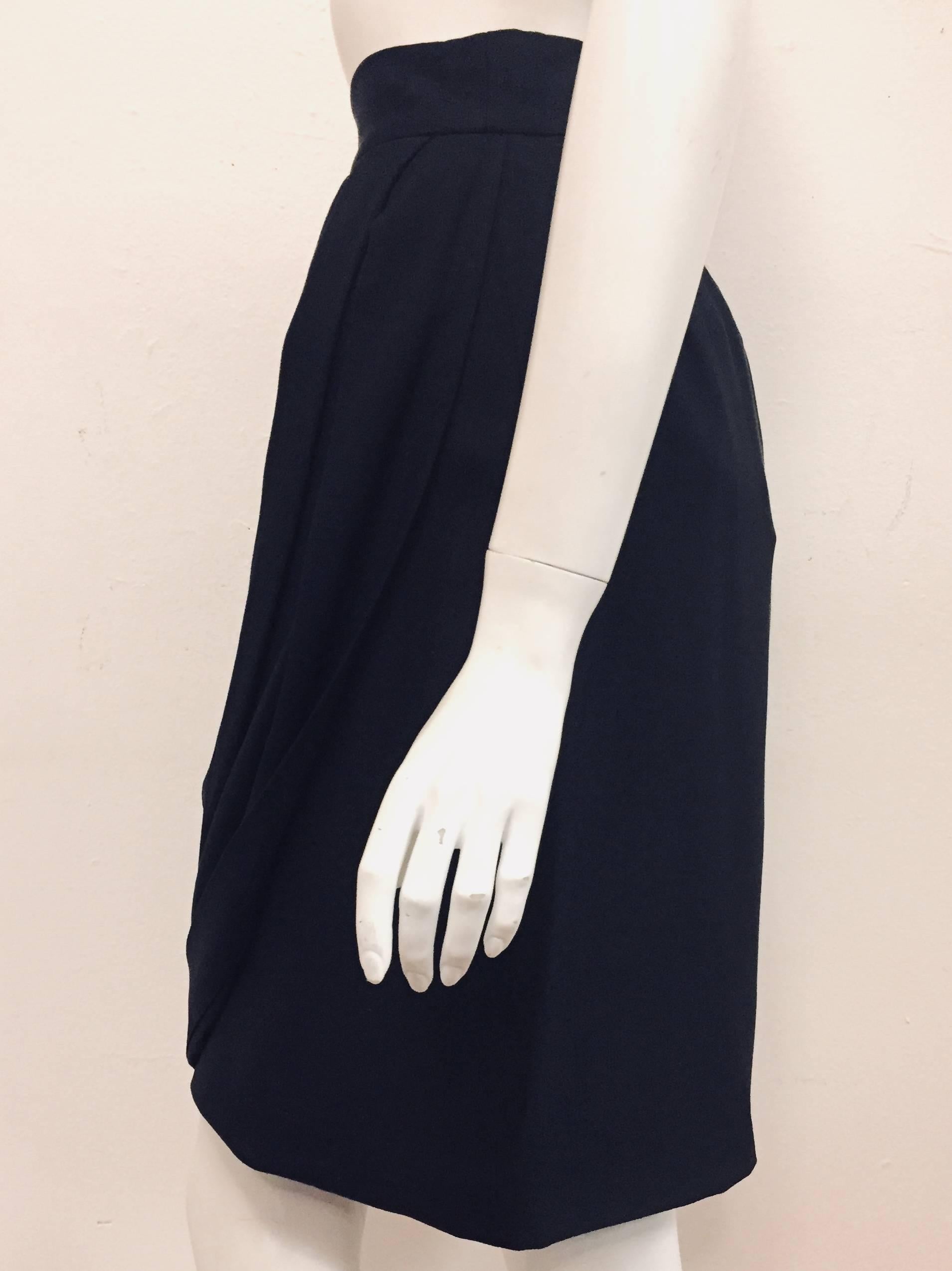 Chanel Black Silk Crepe Straight Skirt With Draped Front 38 In New Condition For Sale In Palm Beach, FL