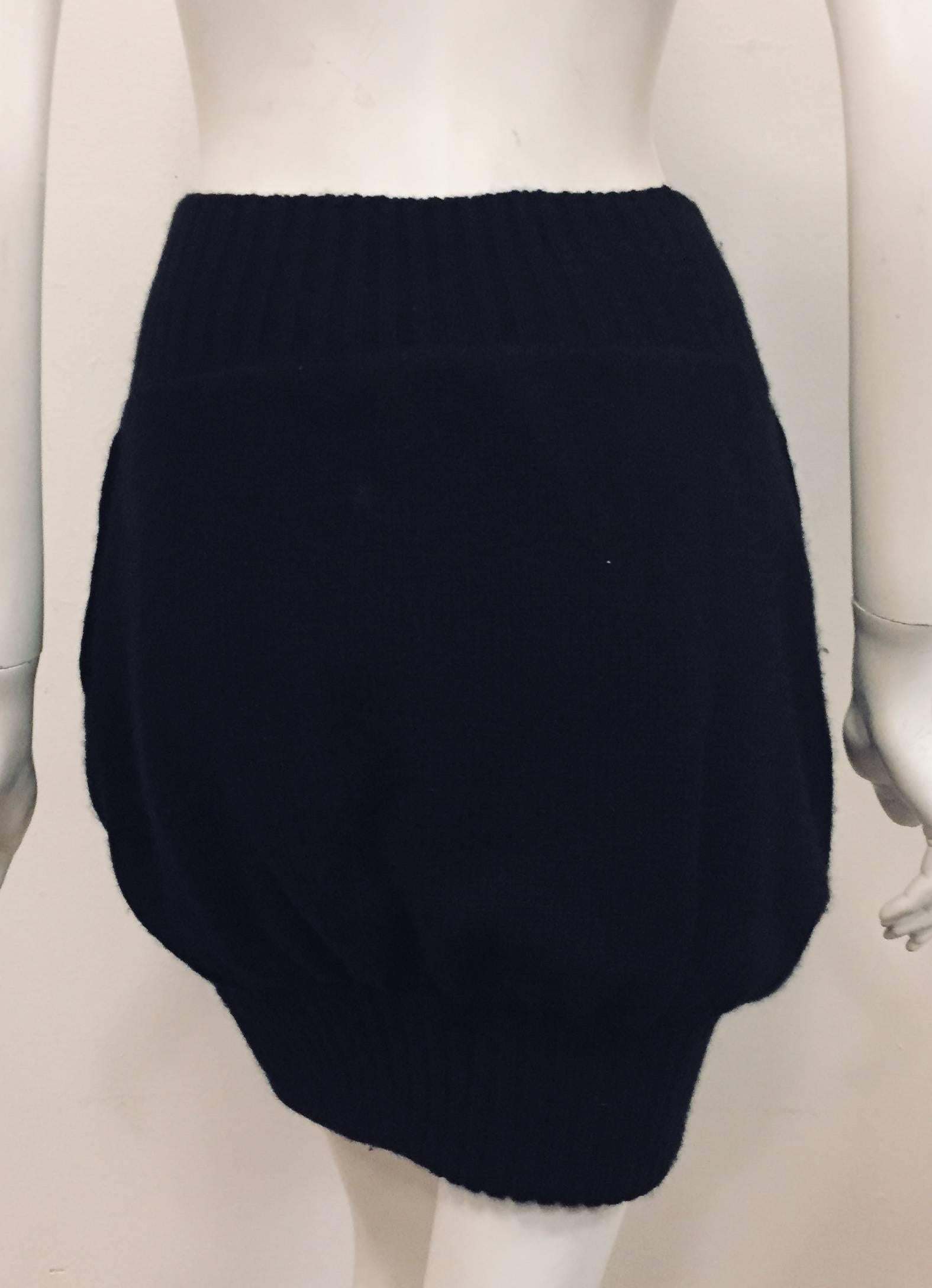 Casual Chanel Black Bubble Skirt with Ribbed Waist & Hem   In Excellent Condition In Palm Beach, FL