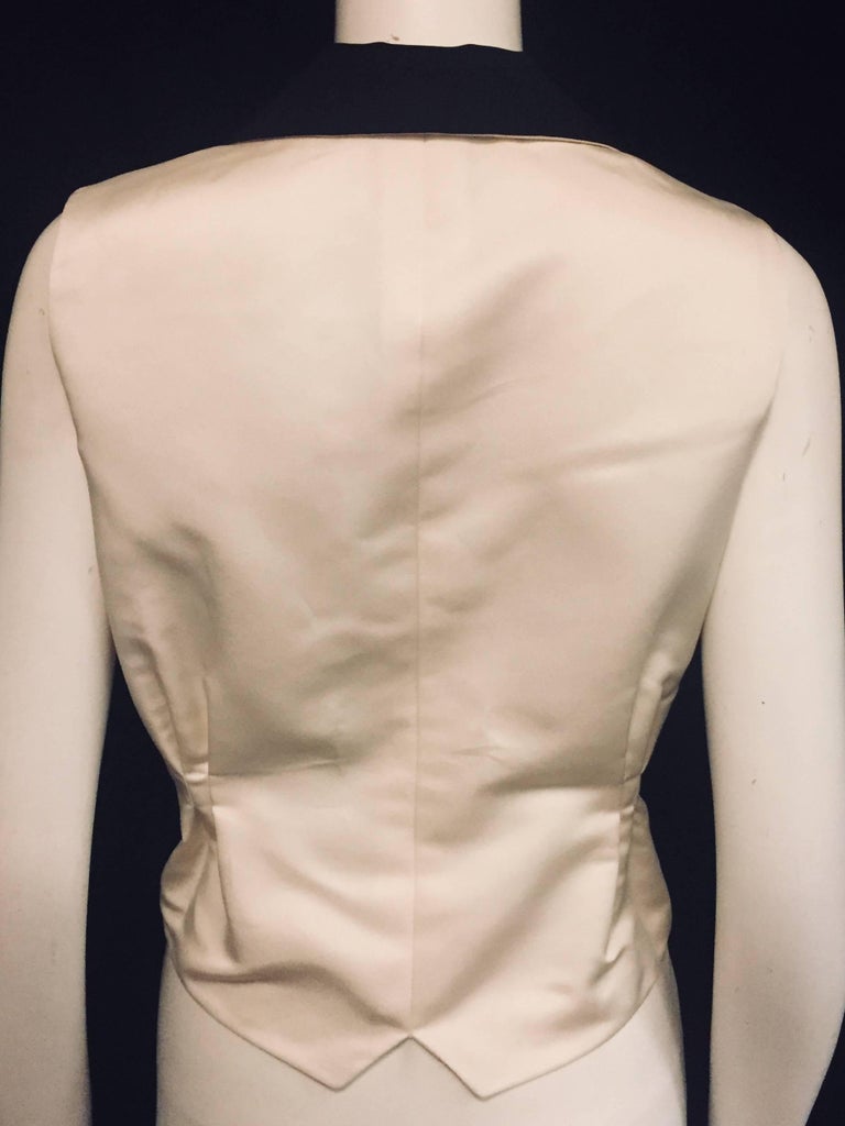 Chanel Champagne Tuxedo Style Vest with Black Collar and Four Chanel