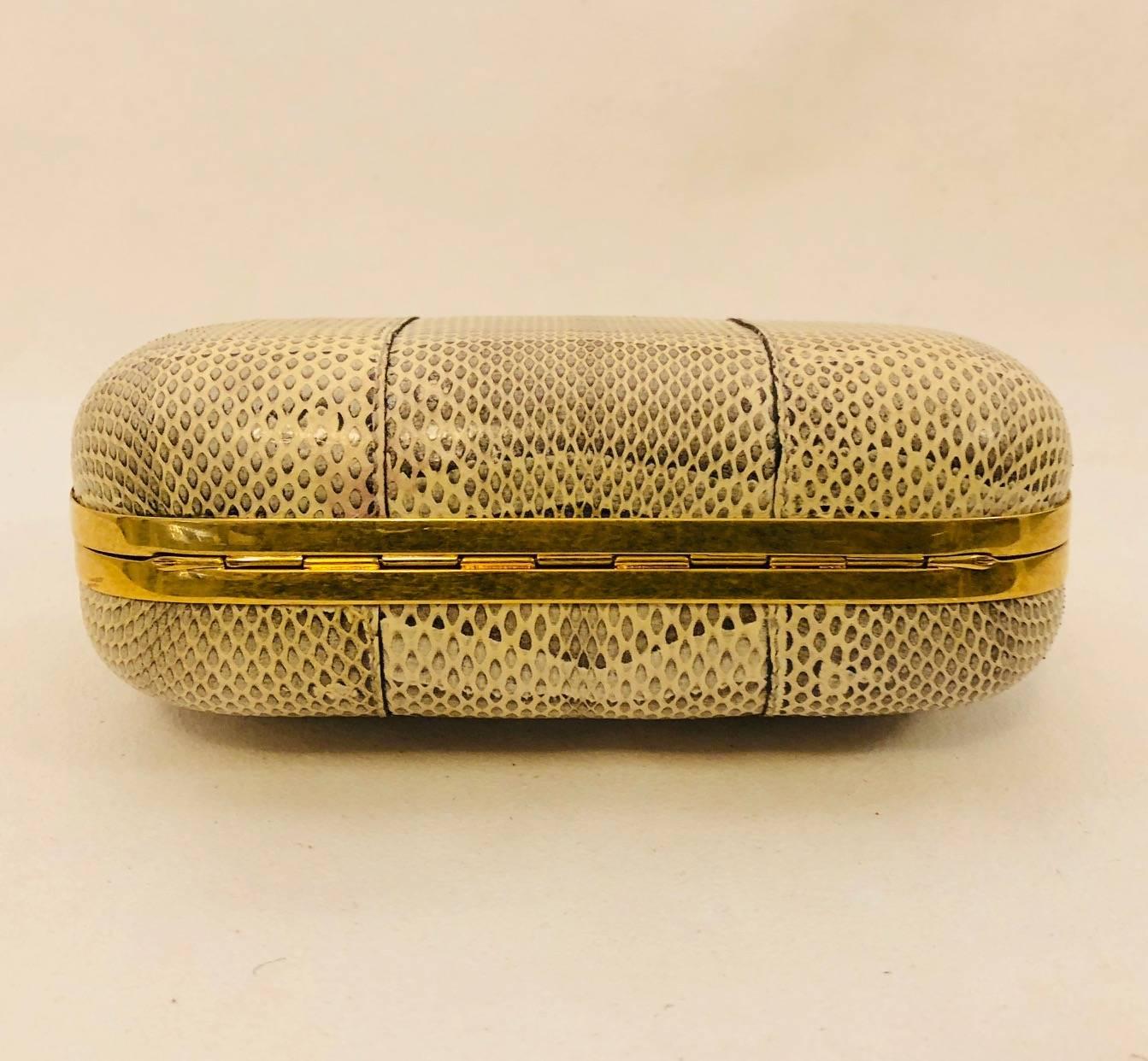 Alexander McQueen Snakeskin Knuckle Duster Box Clutch With Brass Hardware In Excellent Condition In Palm Beach, FL