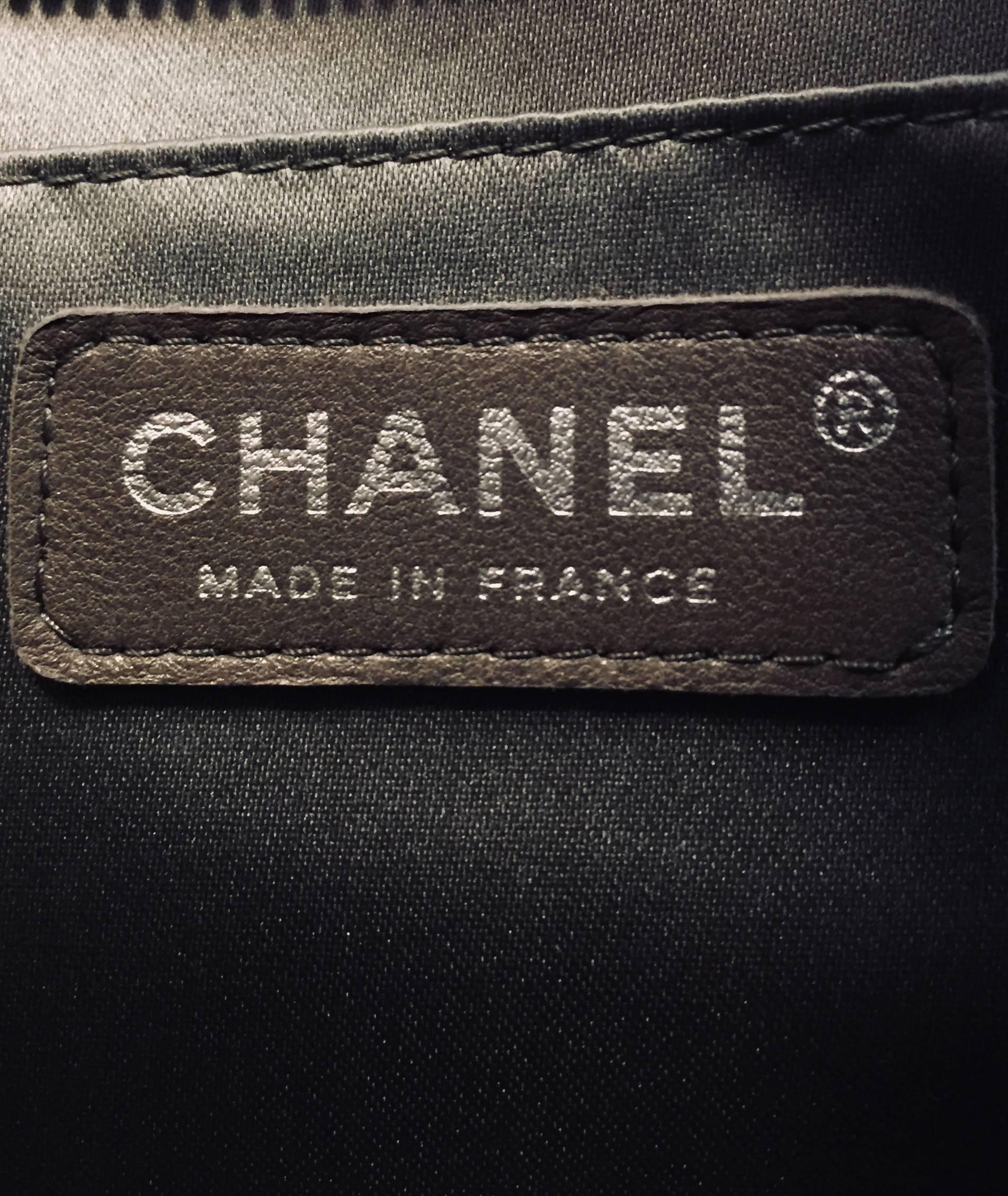 Chanel Black Patent Shoulder Bag Embossed With Signature Trademarks and Icons  3