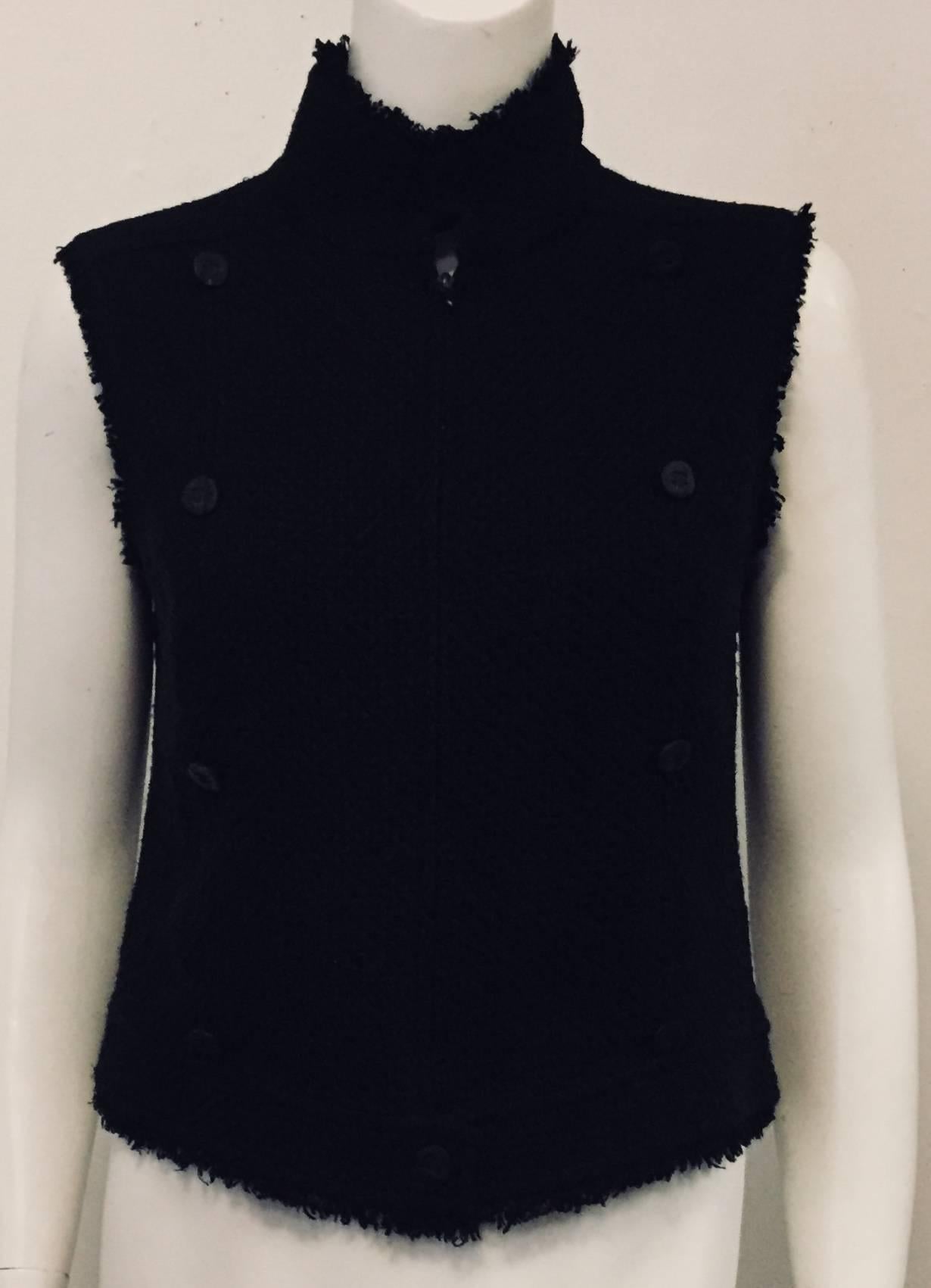 Women's  Chanel Black Tweed Vest/Jacket with Removable Bolero Jacket 