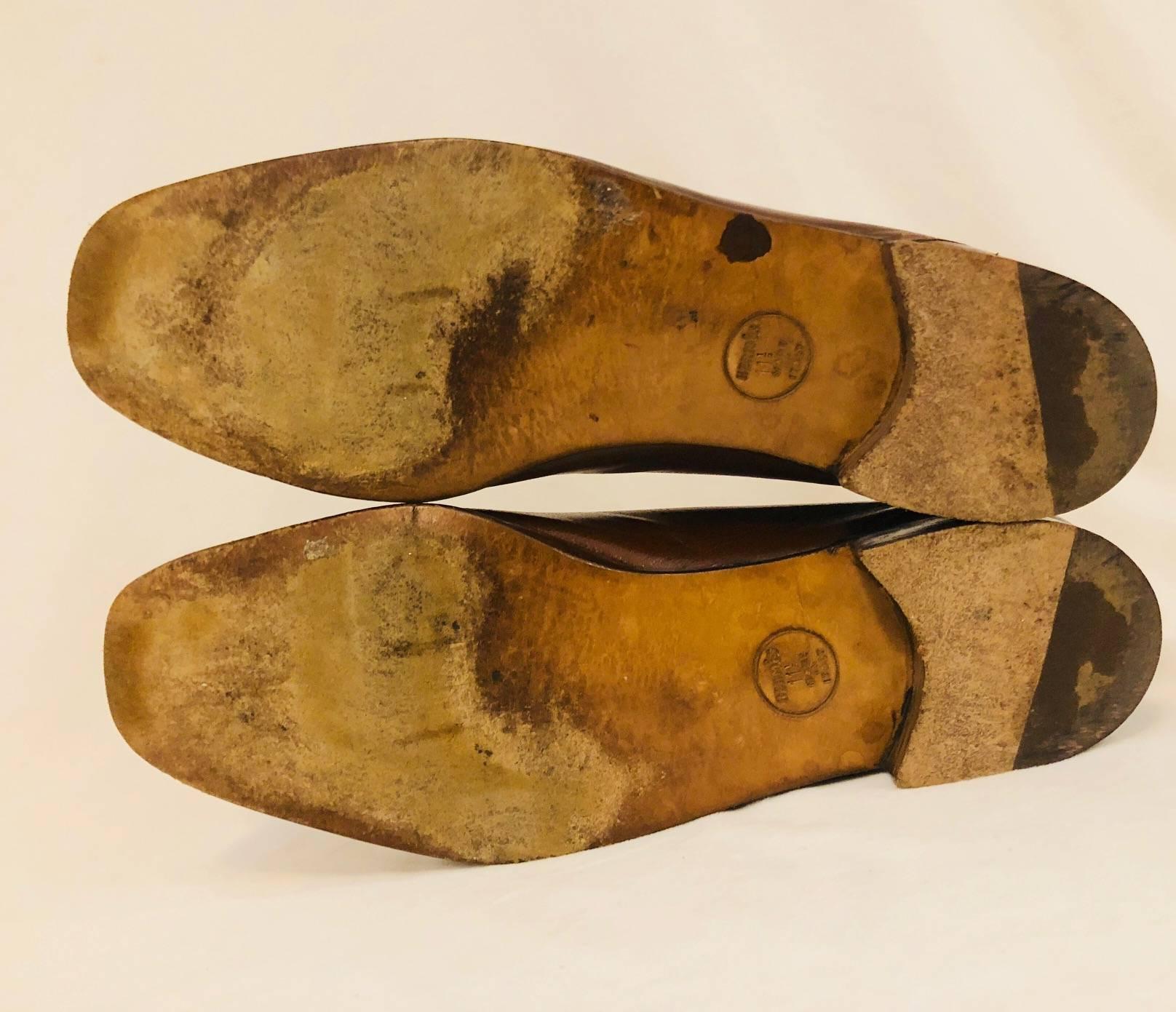 Brown Men's Vintage Hermes Classic Kiltie Shoe in Cognac, Sz 11 1/2