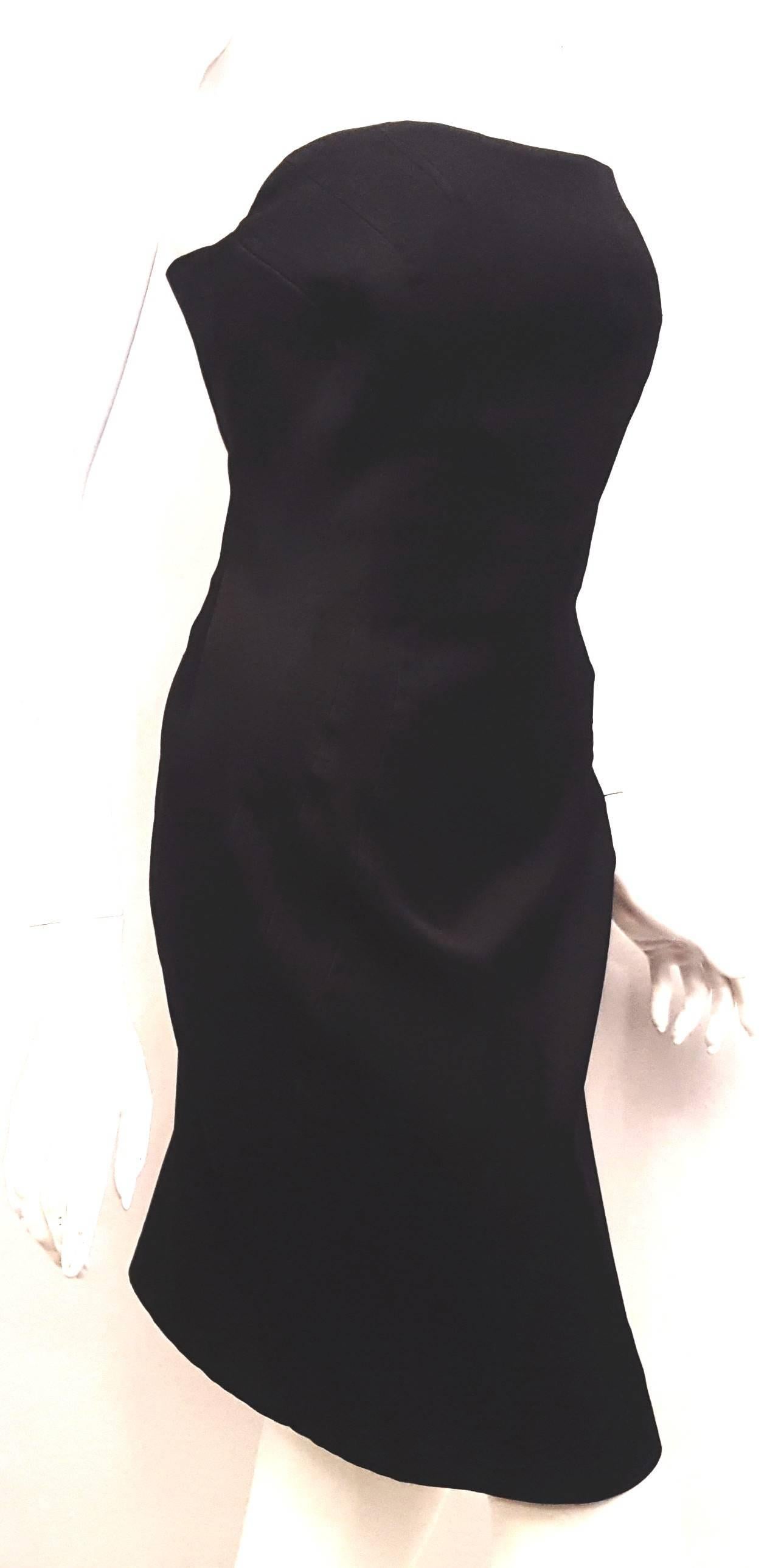Women's Escada Black Satin Strapless Dress For Sale