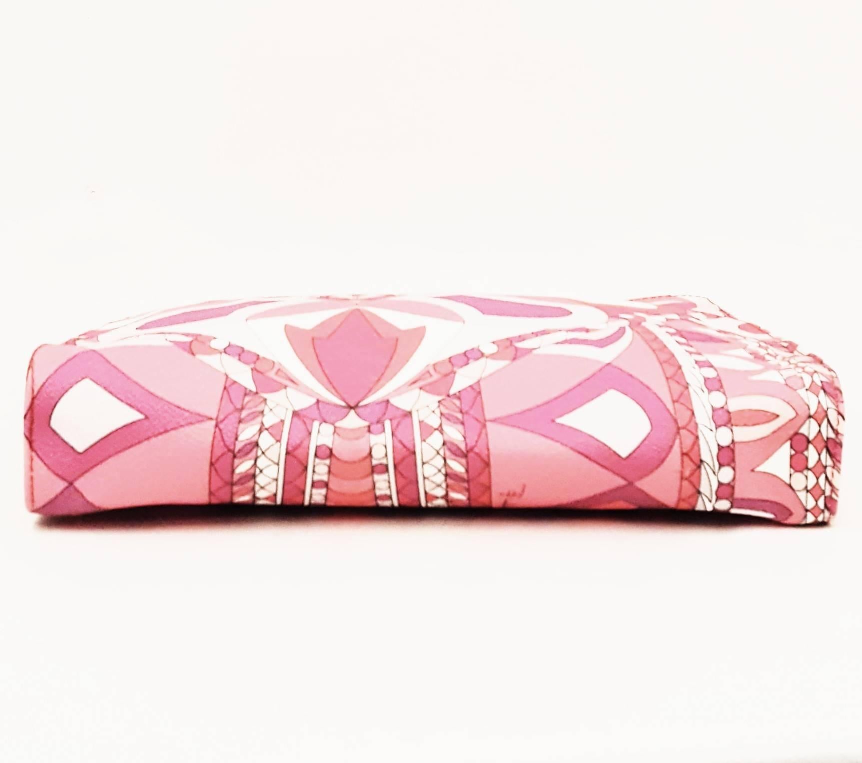 Emilio Pucci Pink Geometric Print  Design Clutch Bag with Top Zippered Closure 1