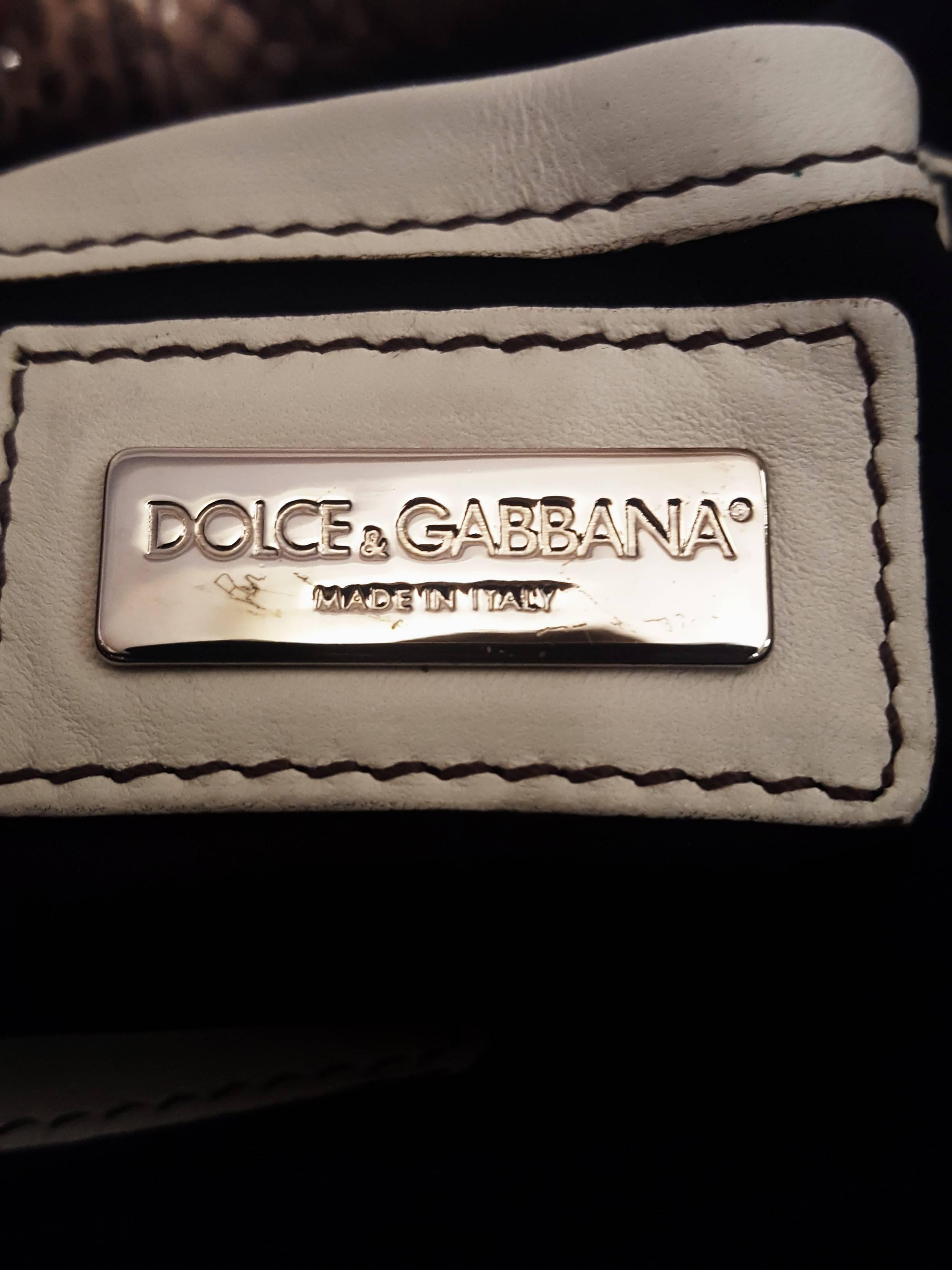 Dolce & Gabbana Miss Vivienne Snakeskin Brown & Pink Multi Chain w/Ivory & Black 3