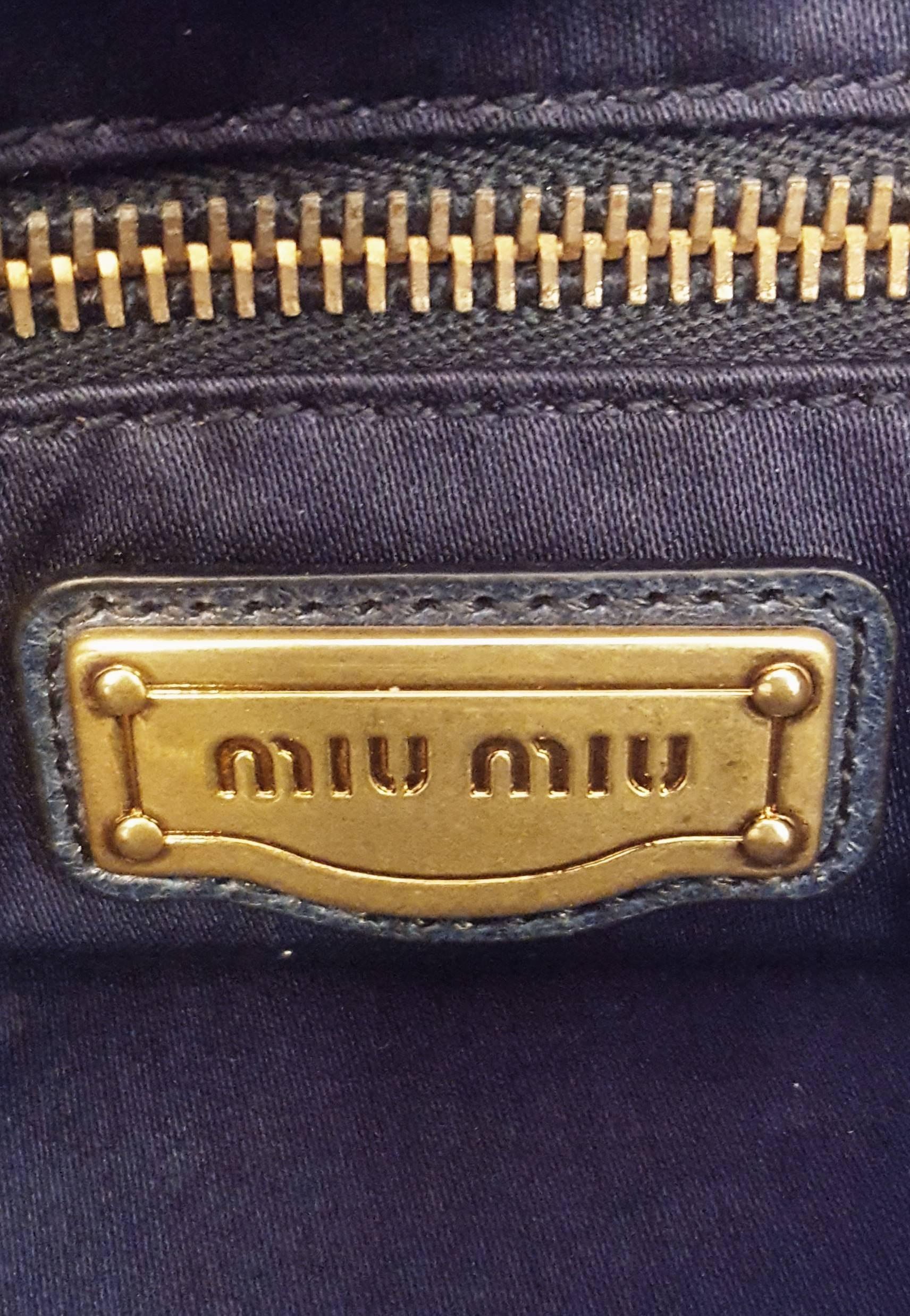 Miu Miu Black Paillettes Sequin Shopping Tote Argento with Blue Handles 1