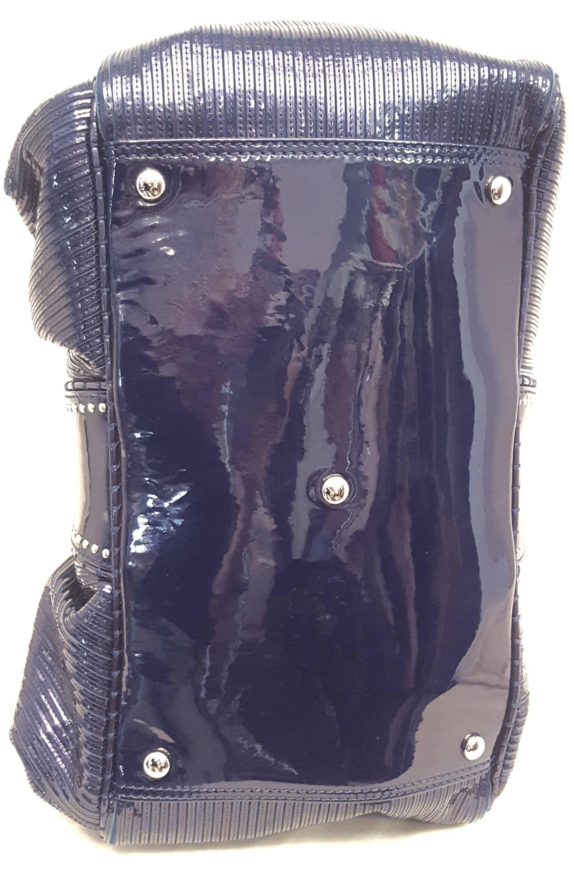 Women's Versace Limited Edition Blue Glitz Patent Leather Satchel