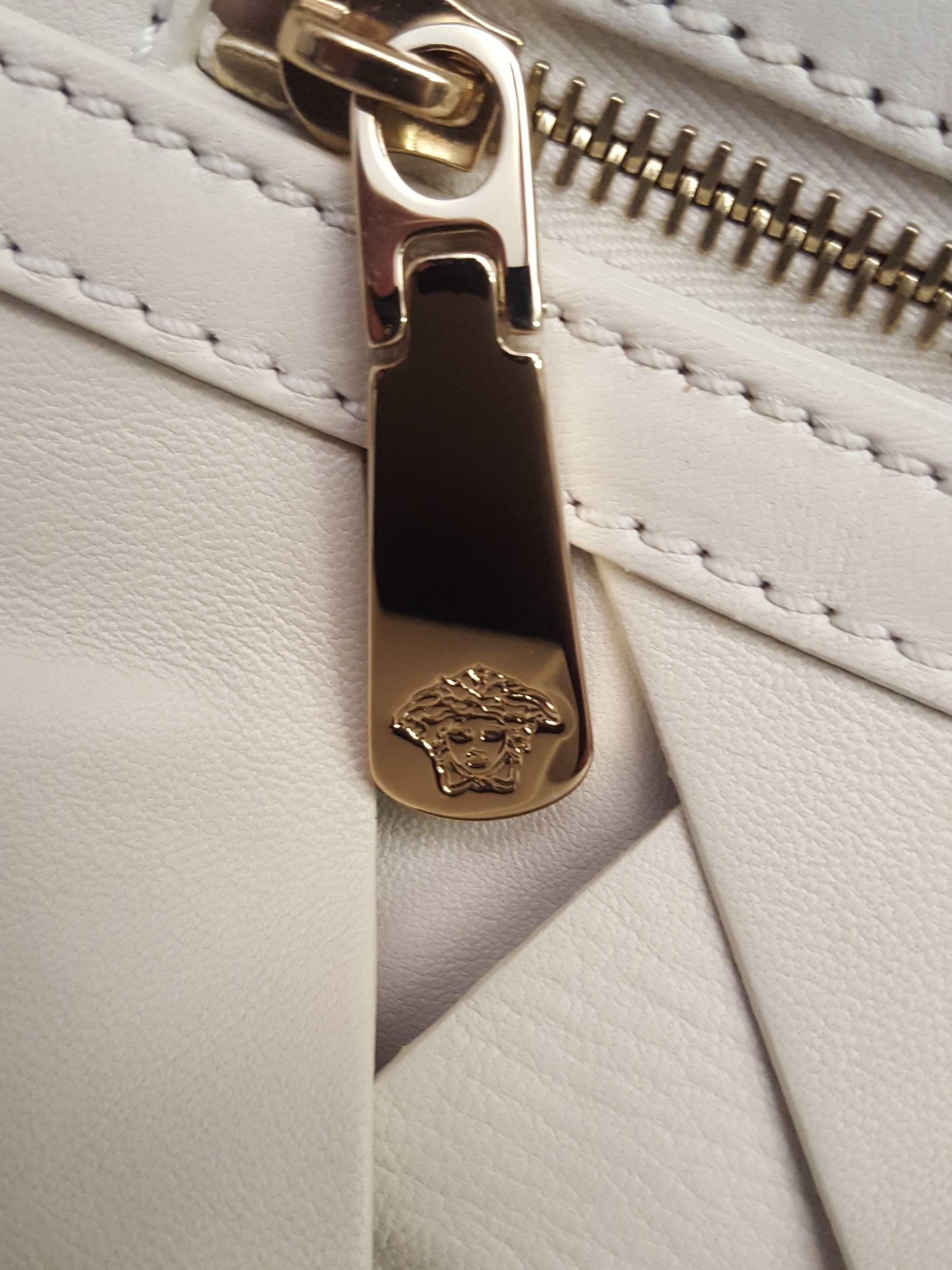 Women's Versace Ivory Leather Venita Bow Satchel From the 2009 Spring Collection For Sale