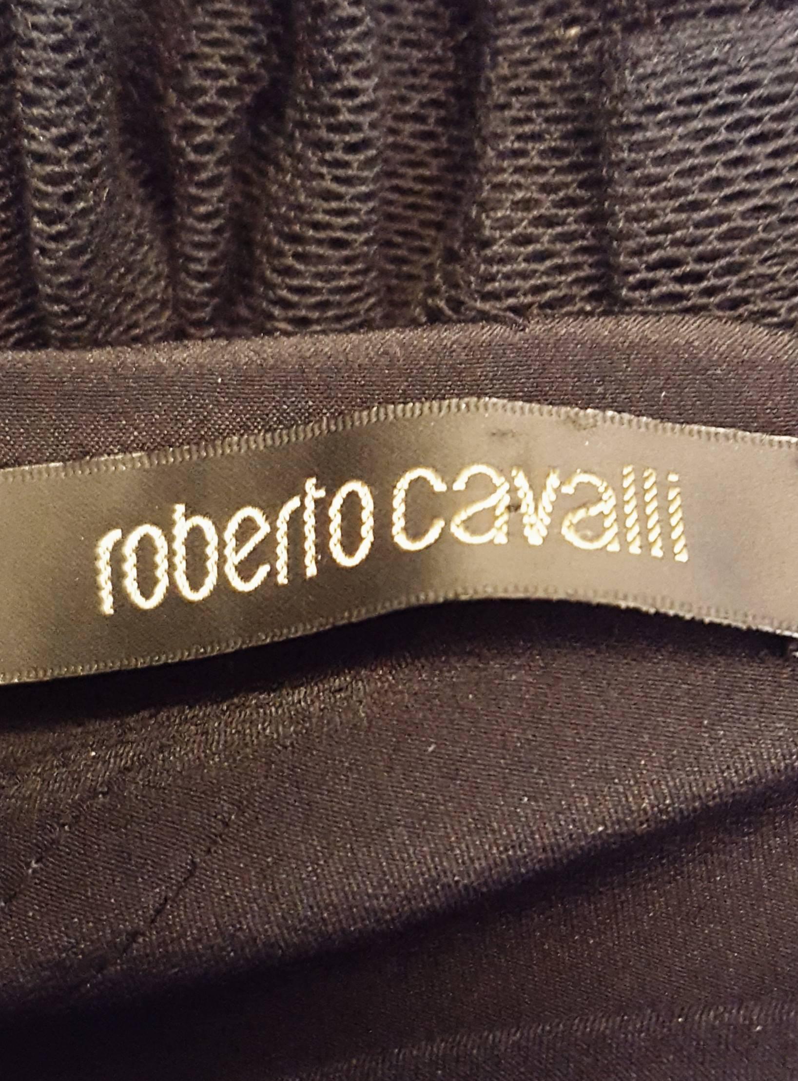 Roberto Cavalli Black Silk Ruffled Short Sleeve Blouse 1