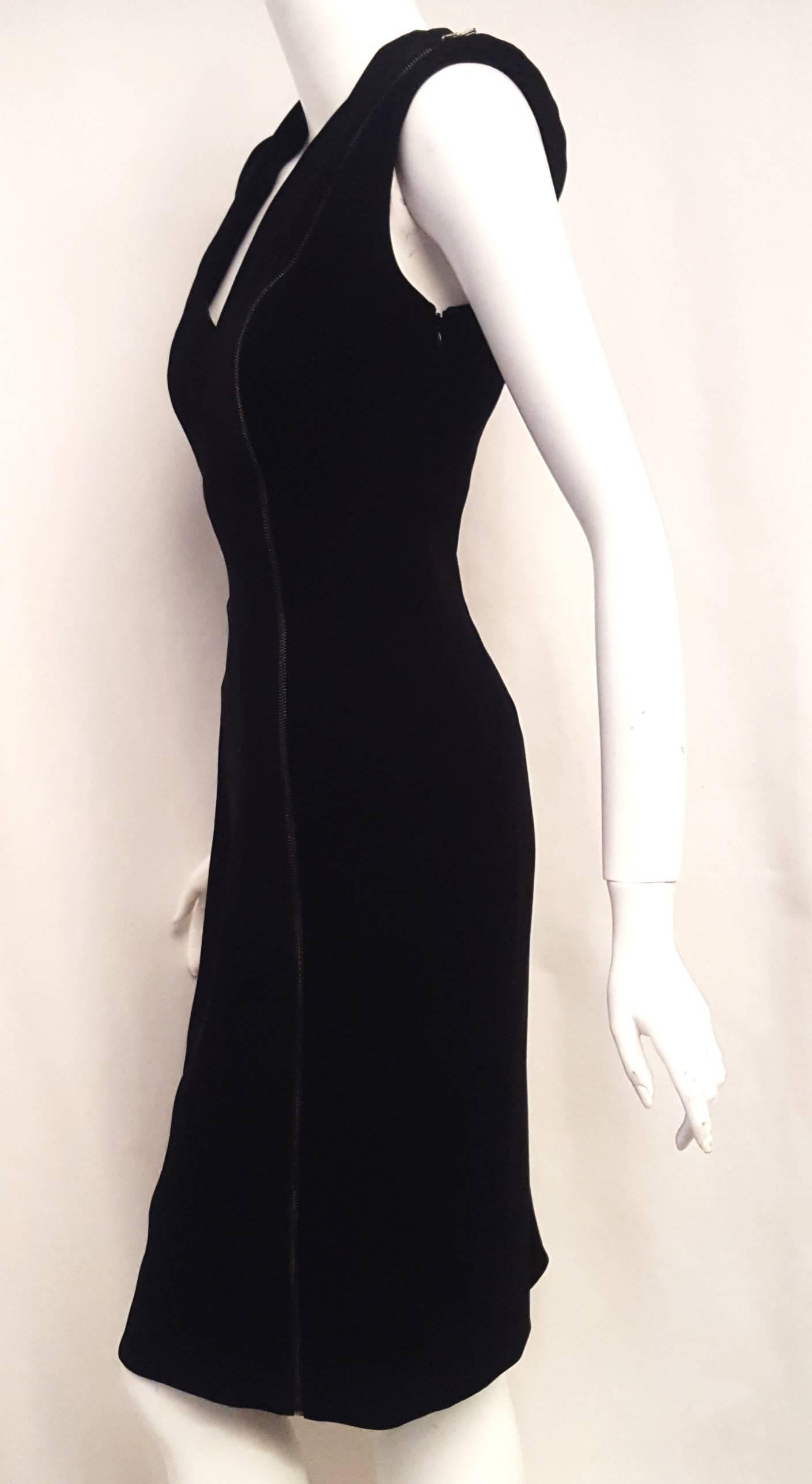 black v neck zipper design gown