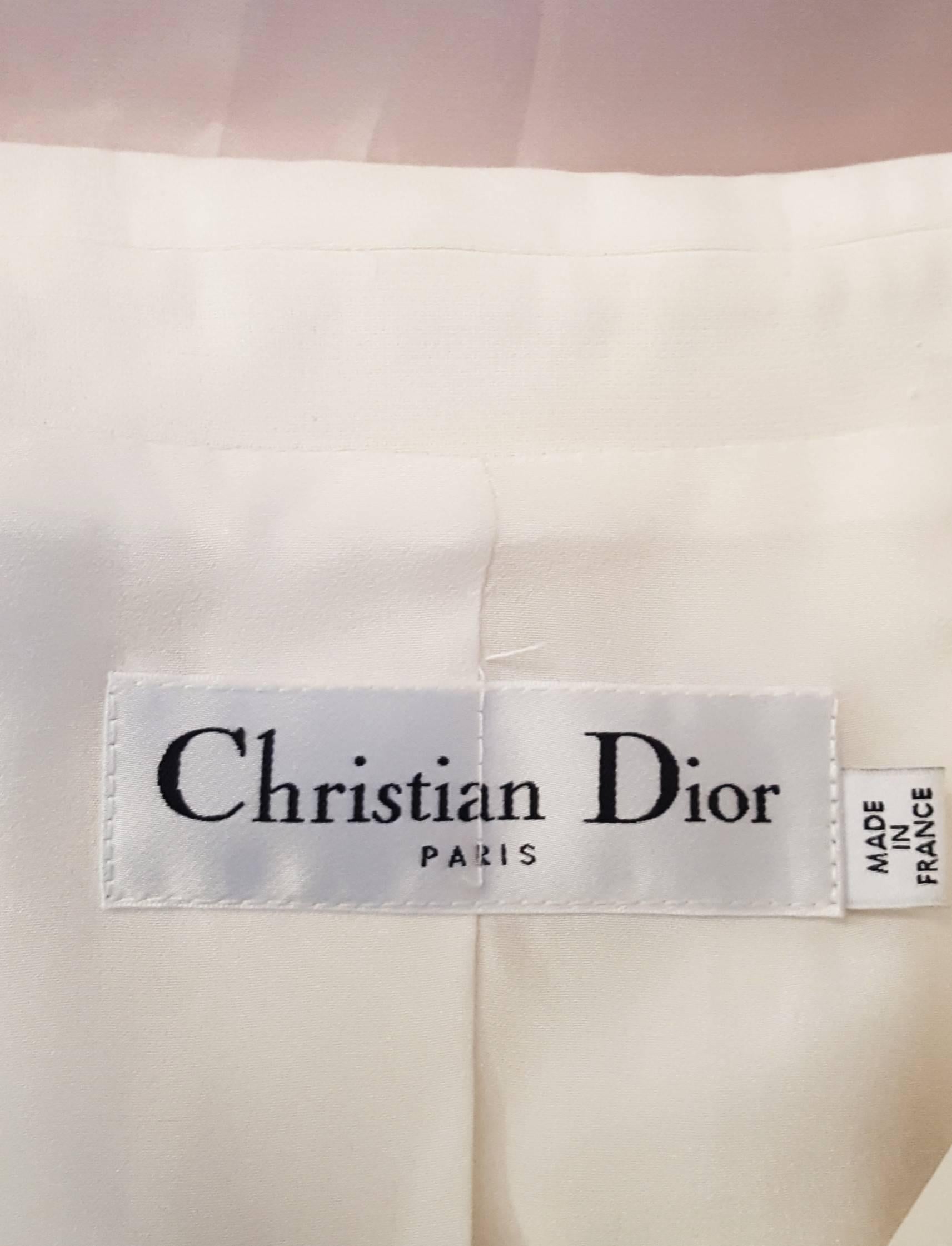 Beige Christian Dior Sleeveless Ivory and Lavender Silk Wrap Dress Size 10 US For Sale