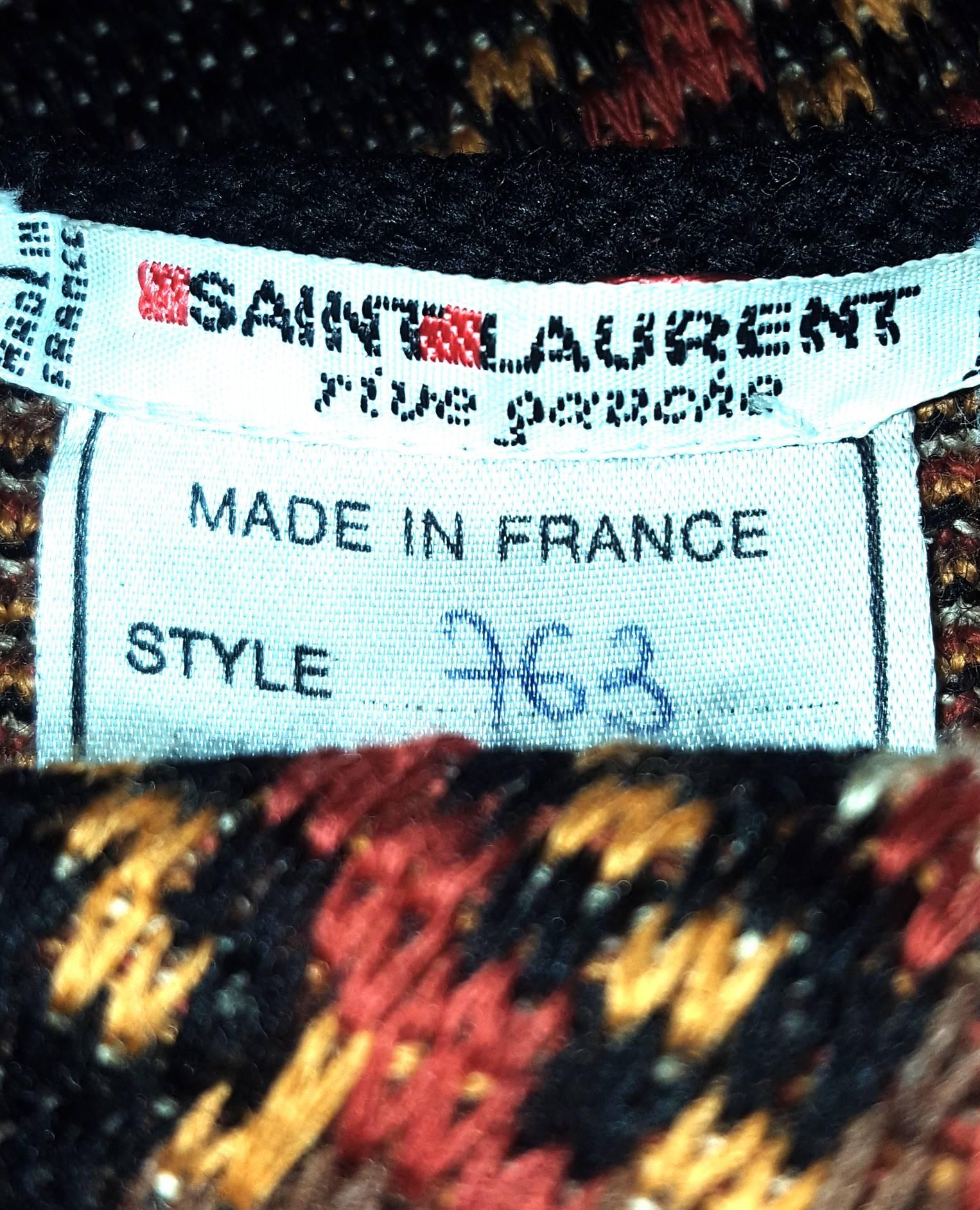 Women's Saint Laurent Rive Gauche Wool Multi Knitted Long Jacket  For Sale