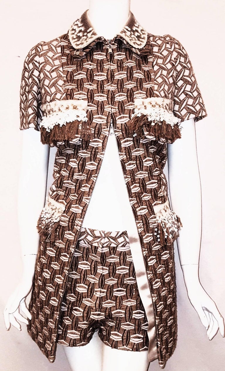 Louis Vuitton Three Piece Suit with Jacket, Shorts and Dress Sequined Decorated For Sale at 1stdibs