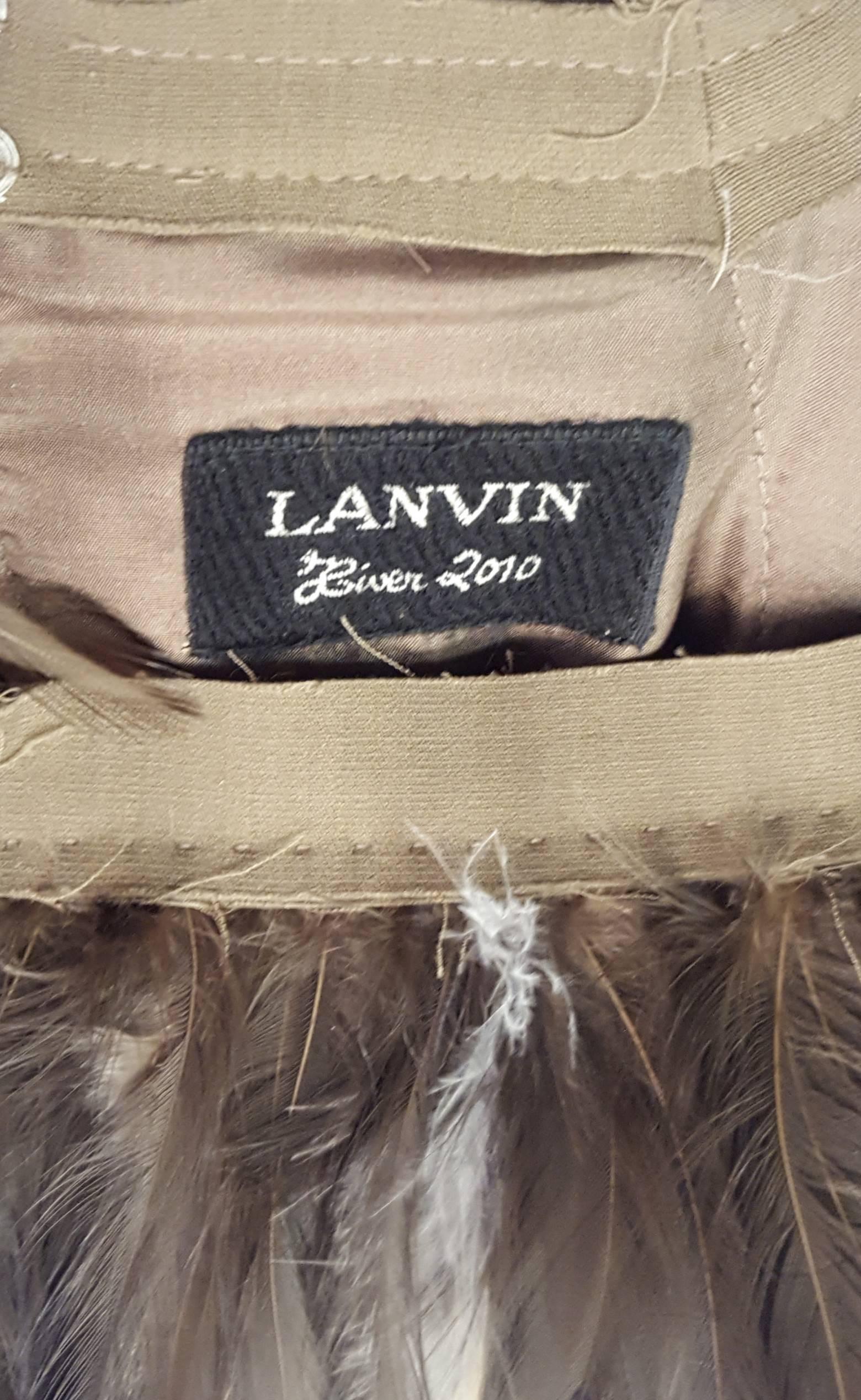 Women's Lanvin Khaki Green Inside Out Winter 2010 Runway Dress with Ostrich Feathers  For Sale