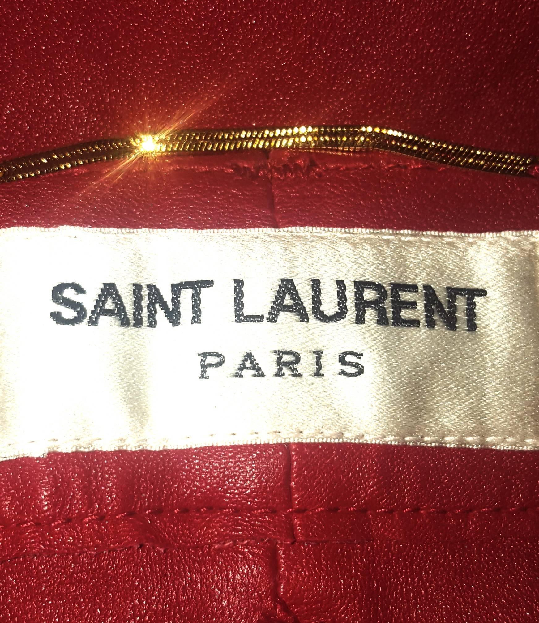 Saint Laurent Red Lambskin Leather Slightly Stretchy Jeans  1