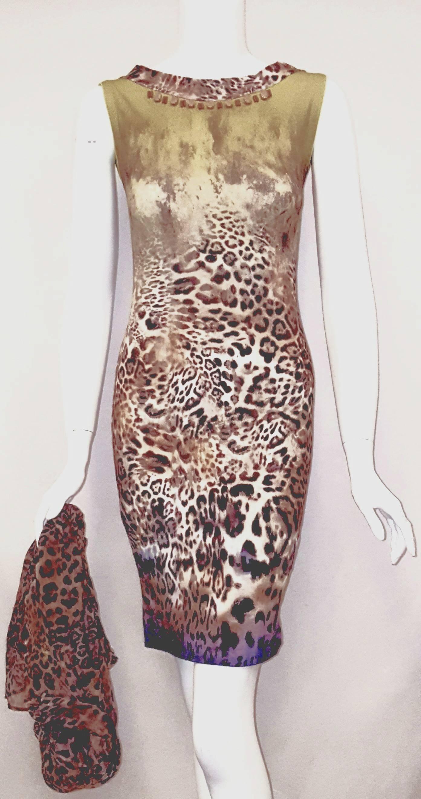 Brown Marc Cain Multicolor Leopard Print Two Piece Dress Ensemble 
