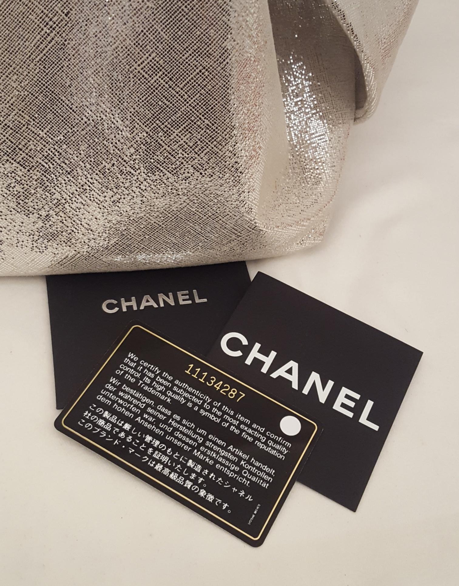 Chanel Champagne Color  Metallic Lame Mini Hobo Bag with Two Flaps for Closure 3