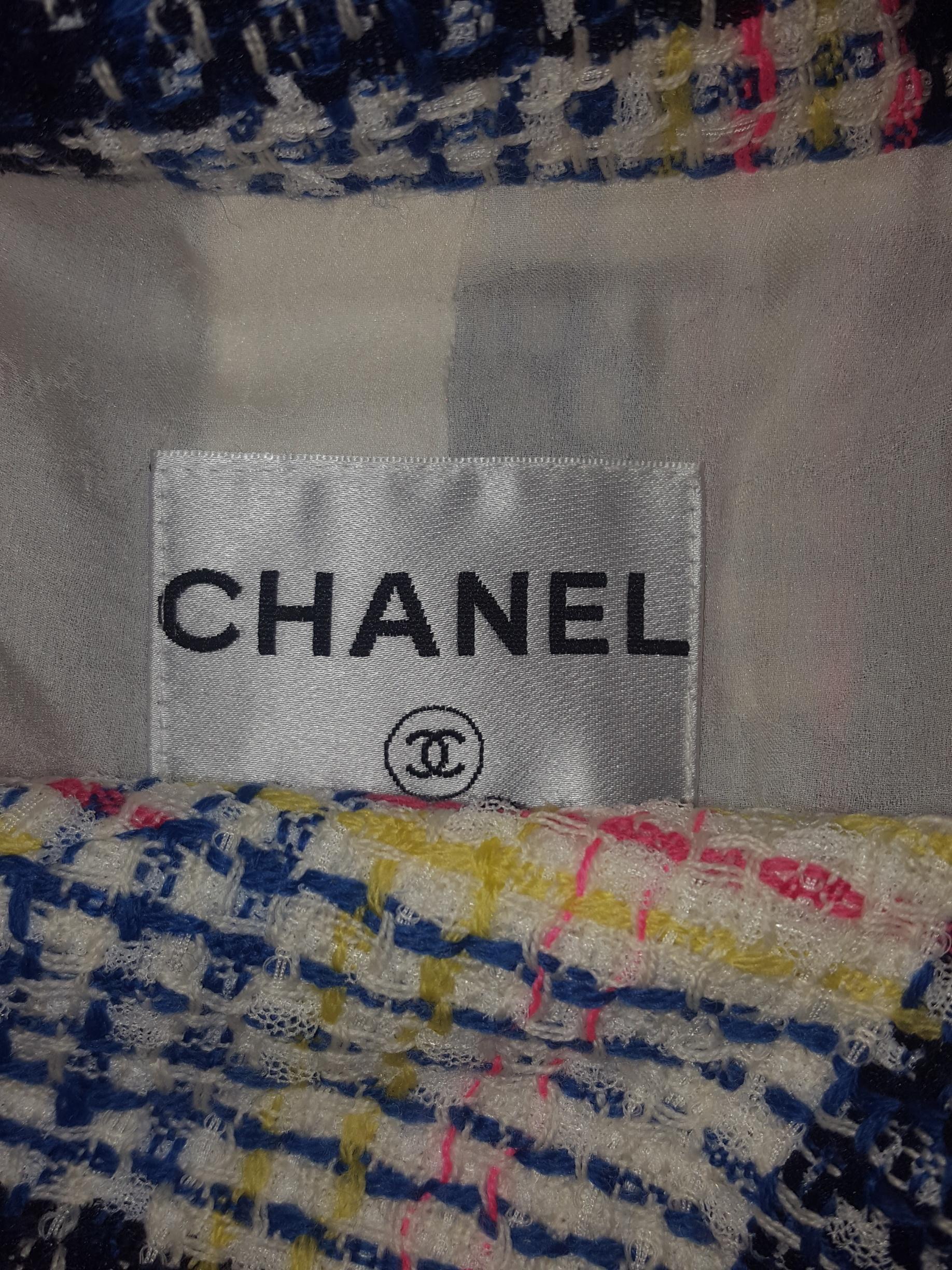 Women's or Men's Chanel White & Multicolor Tweed Skirt Suit Defines Chanel's Fashion House