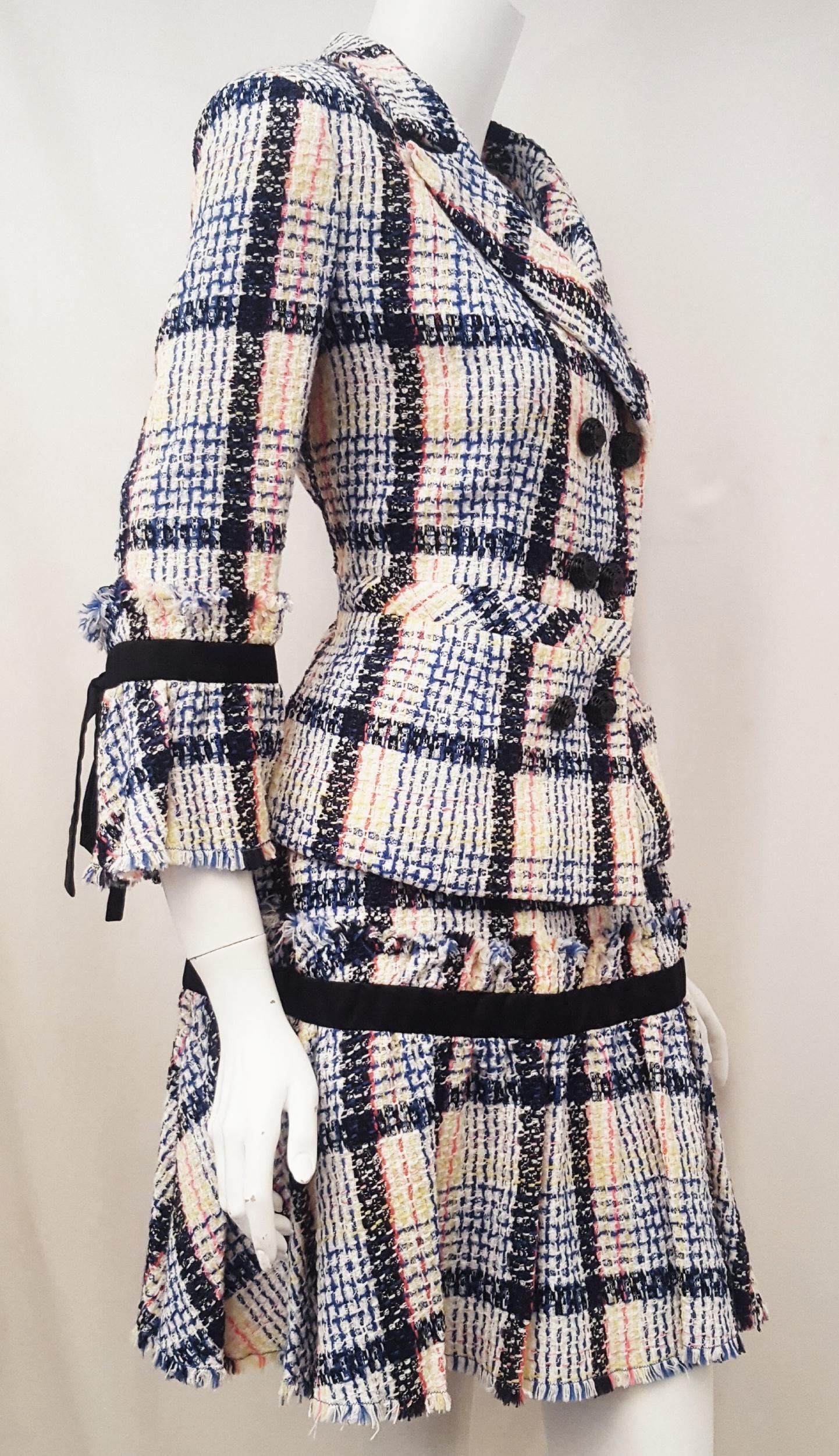 Chanel White & Multicolor Tweed Skirt Suit Defines Chanel's Fashion House In Excellent Condition In Palm Beach, FL