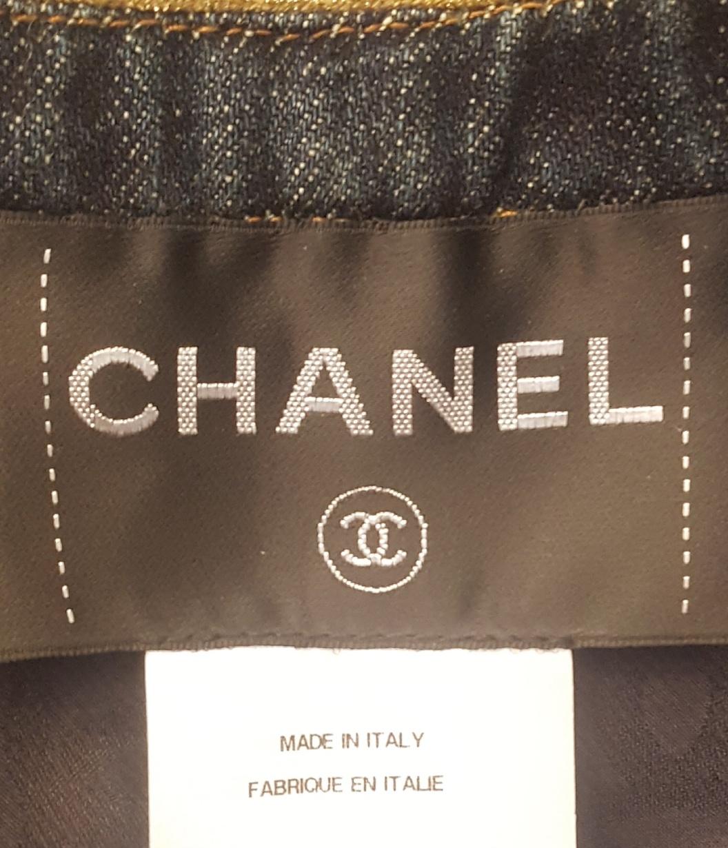 Chanel Denim Vest with Gold Tone Cord Trim  1