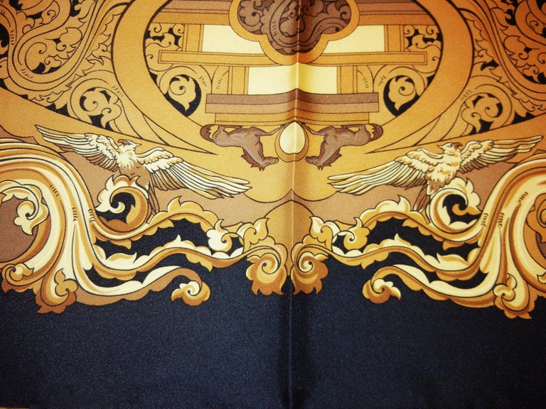 Hermes by Zoe Pauwels Black and Gold Tone Animaux Solaires scarf, 1994 ...