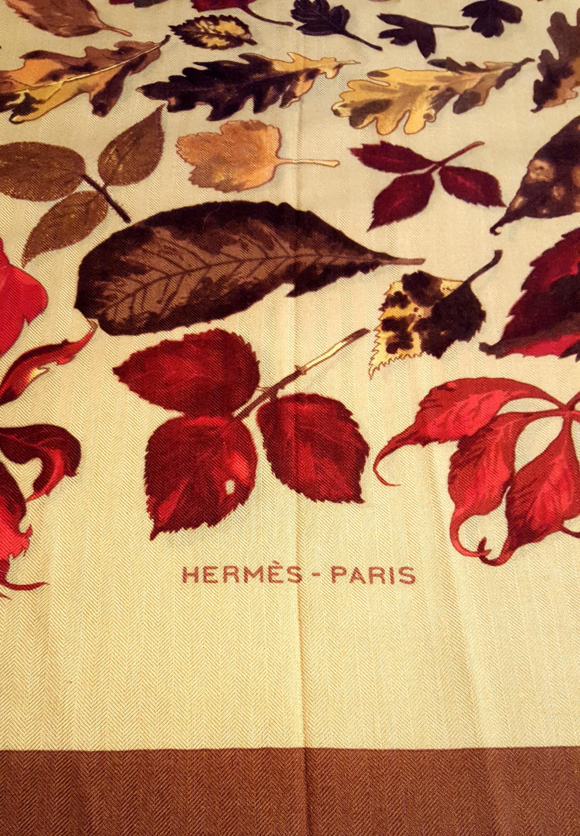 Hermes Tourbillon Cashmere and Silk Fall Leaves Shawl In Excellent Condition In Palm Beach, FL