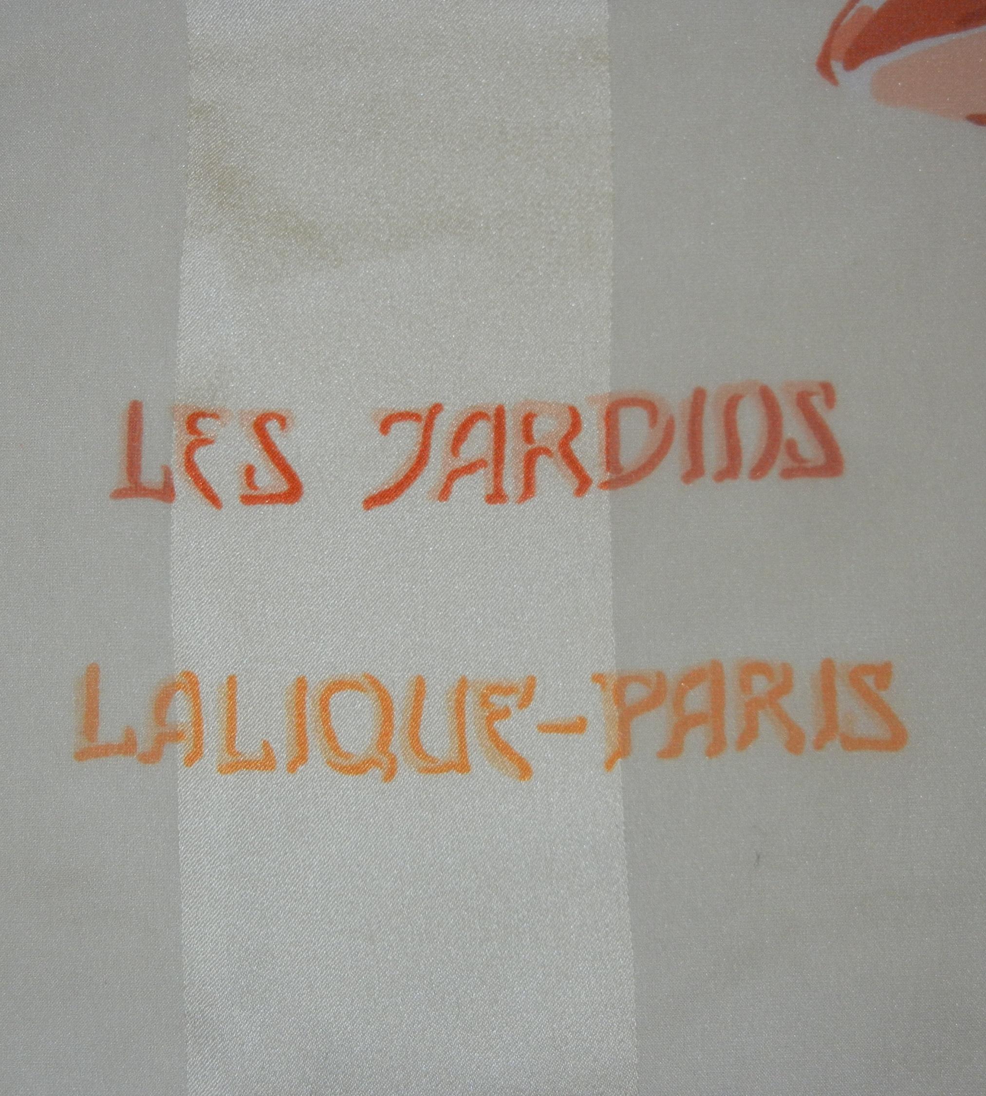 Lalique Tangerine and Ivory Les Jardins Translucent Silk Shawl 1
