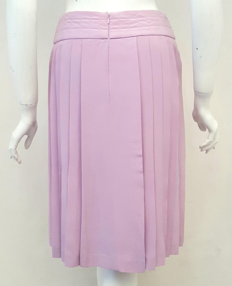 Chanel Lavender Silk Pleated Skirt For Sale at 1stDibs | lavender silk