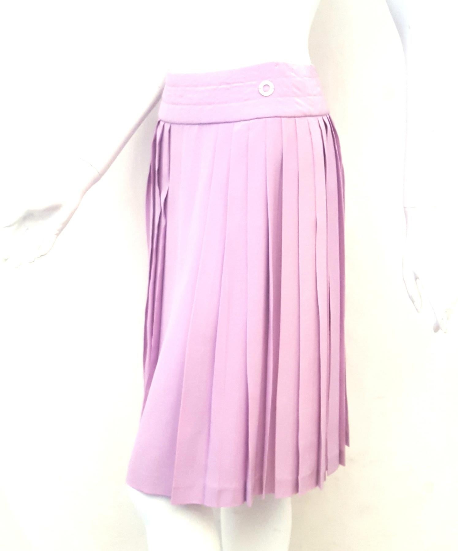 Purple Chanel Lavender Silk Pleated Skirt For Sale