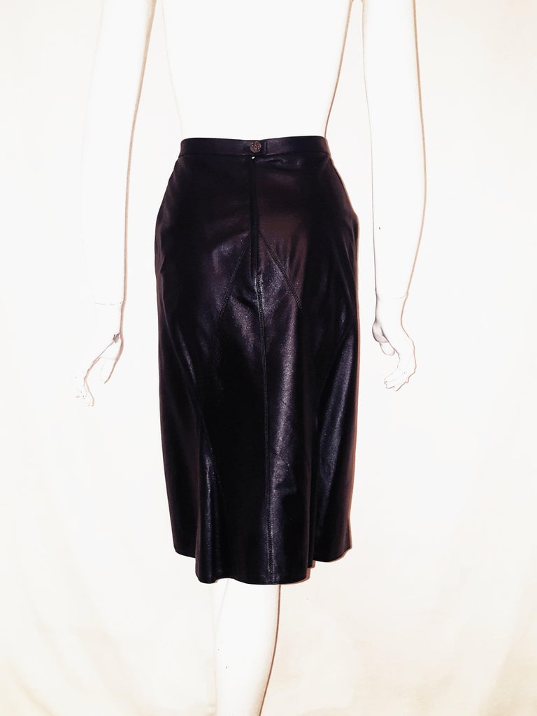 Chanel Black Leather skirt, Fall 2002 Collection For Sale at 1stdibs