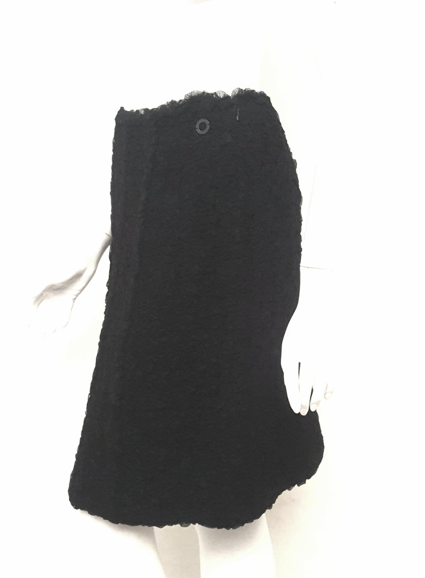 Chanel Black Ruched Silk Skirt 38 In Excellent Condition For Sale In Palm Beach, FL