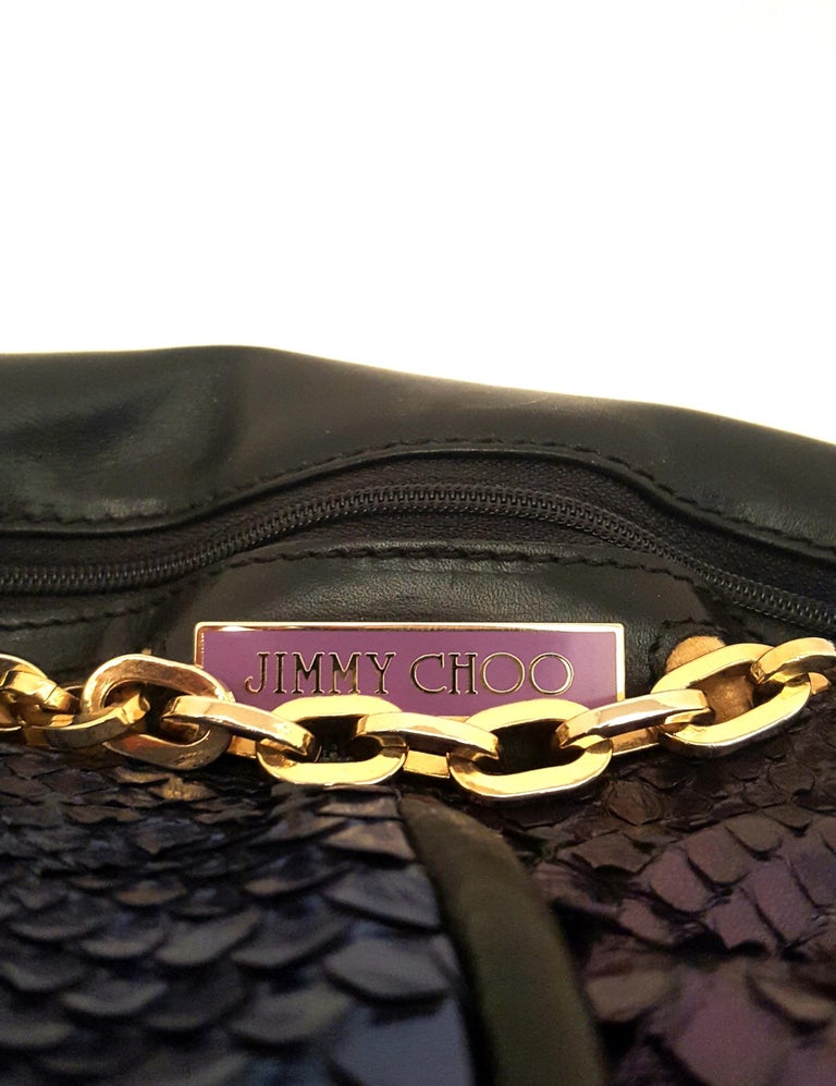 Jimmy Choo Blue Purple Ombre Metallic Python Shoulder Bag W/ Gold Tone ...