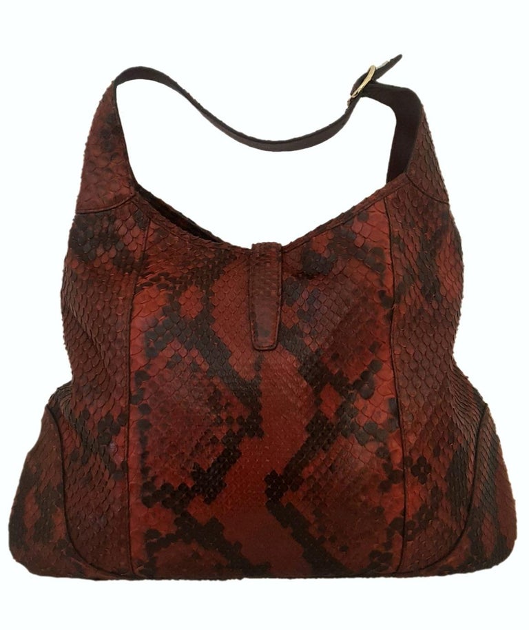 Gucci Jackie Burgundy Python Leather Hobo Bag For Sale at 1stdibs