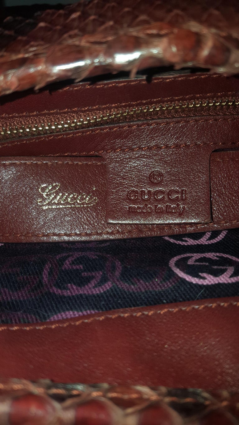 Gucci Jackie Burgundy Python Leather Hobo Bag For Sale at 1stdibs