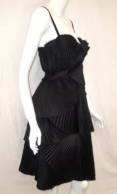 Francesco Scognamiglio Cotton Fan Inspired Plisse Cocktail Dress 46 EU