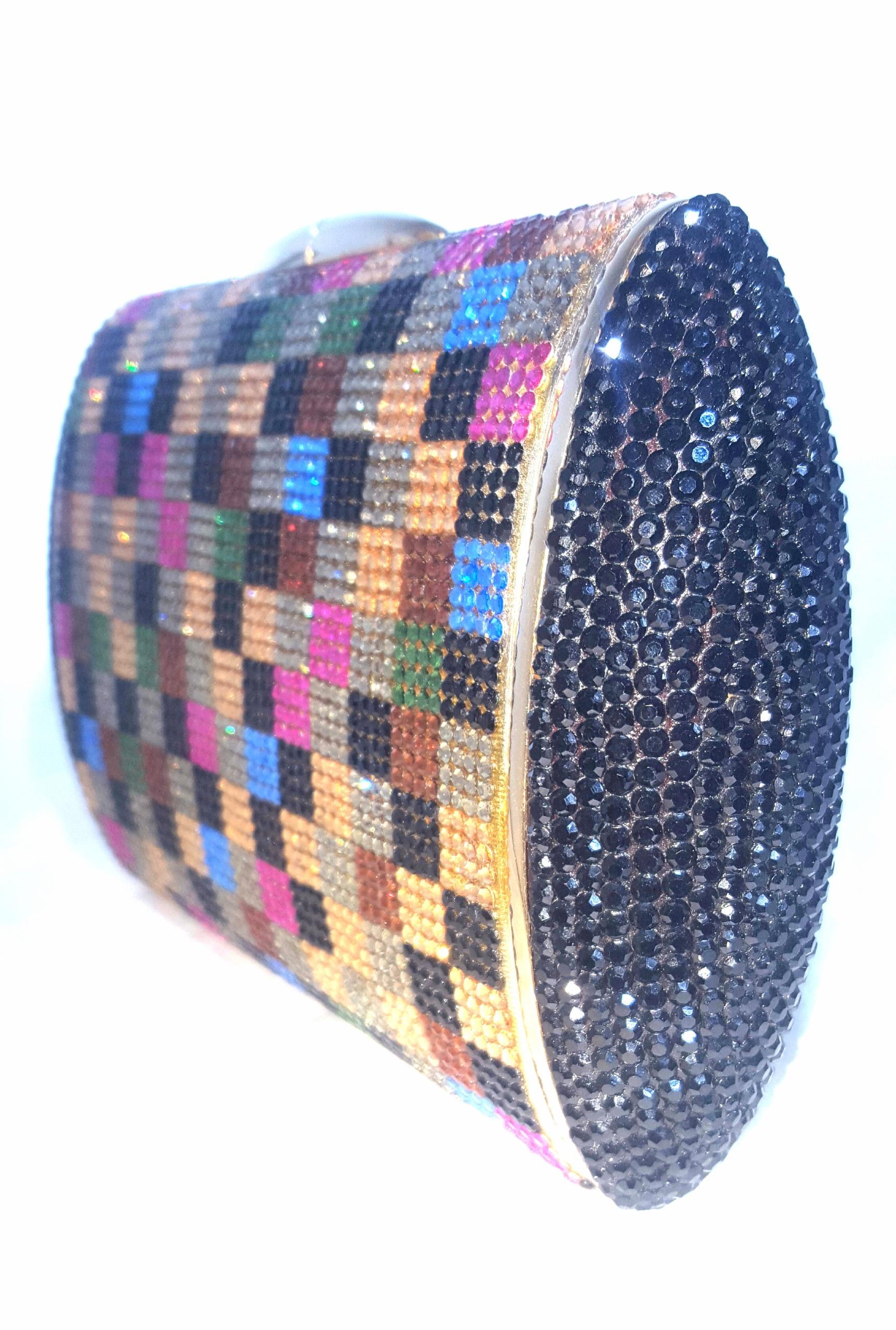 Judith Leiber Multi Color Art Deco 1990's Clutch Convertible  In Excellent Condition In Palm Beach, FL