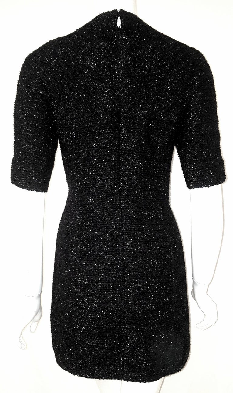 Chanel Black Silk Blend Short Sleeve Shimmering Dress For Sale at 1stdibs