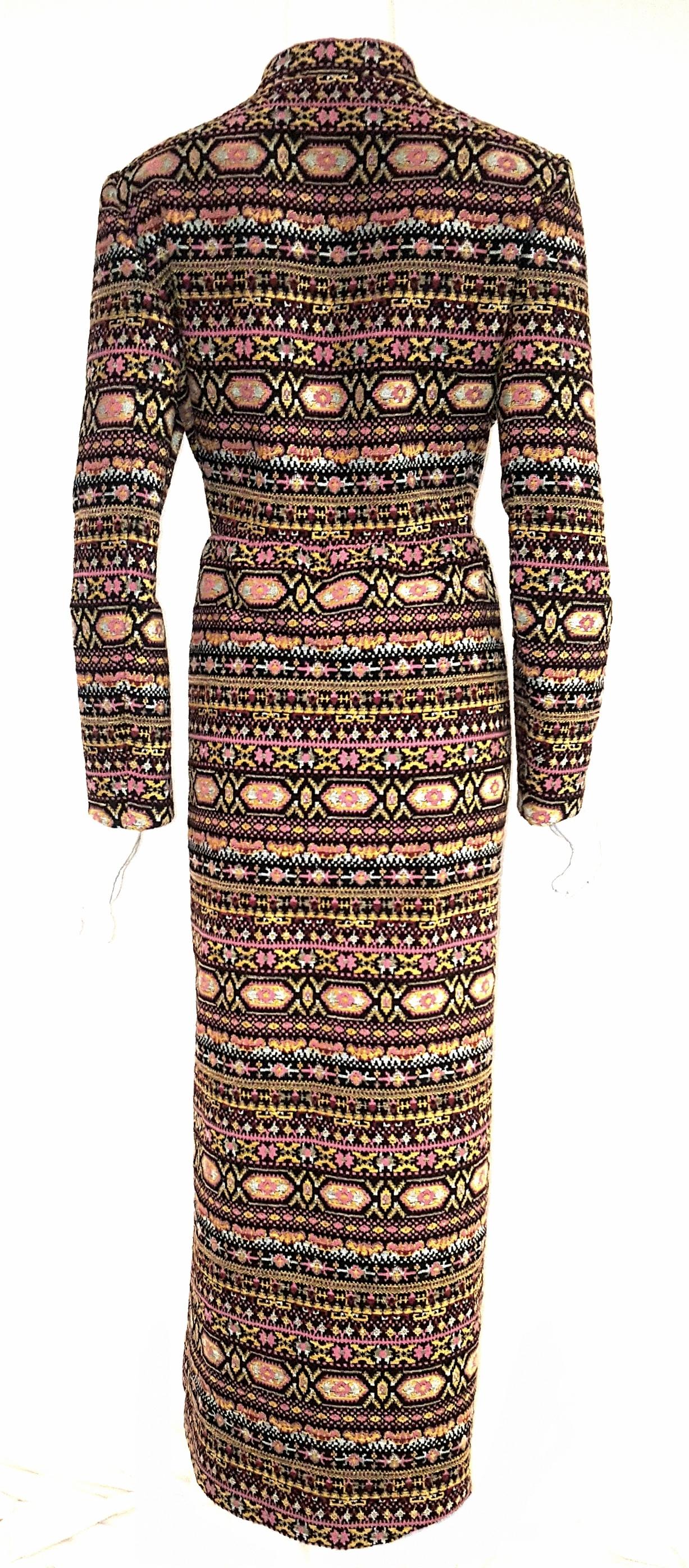 Brown Valentino Tapestry Pattern 2012/13 Runway Collection Long Coat Size 10 US For Sale