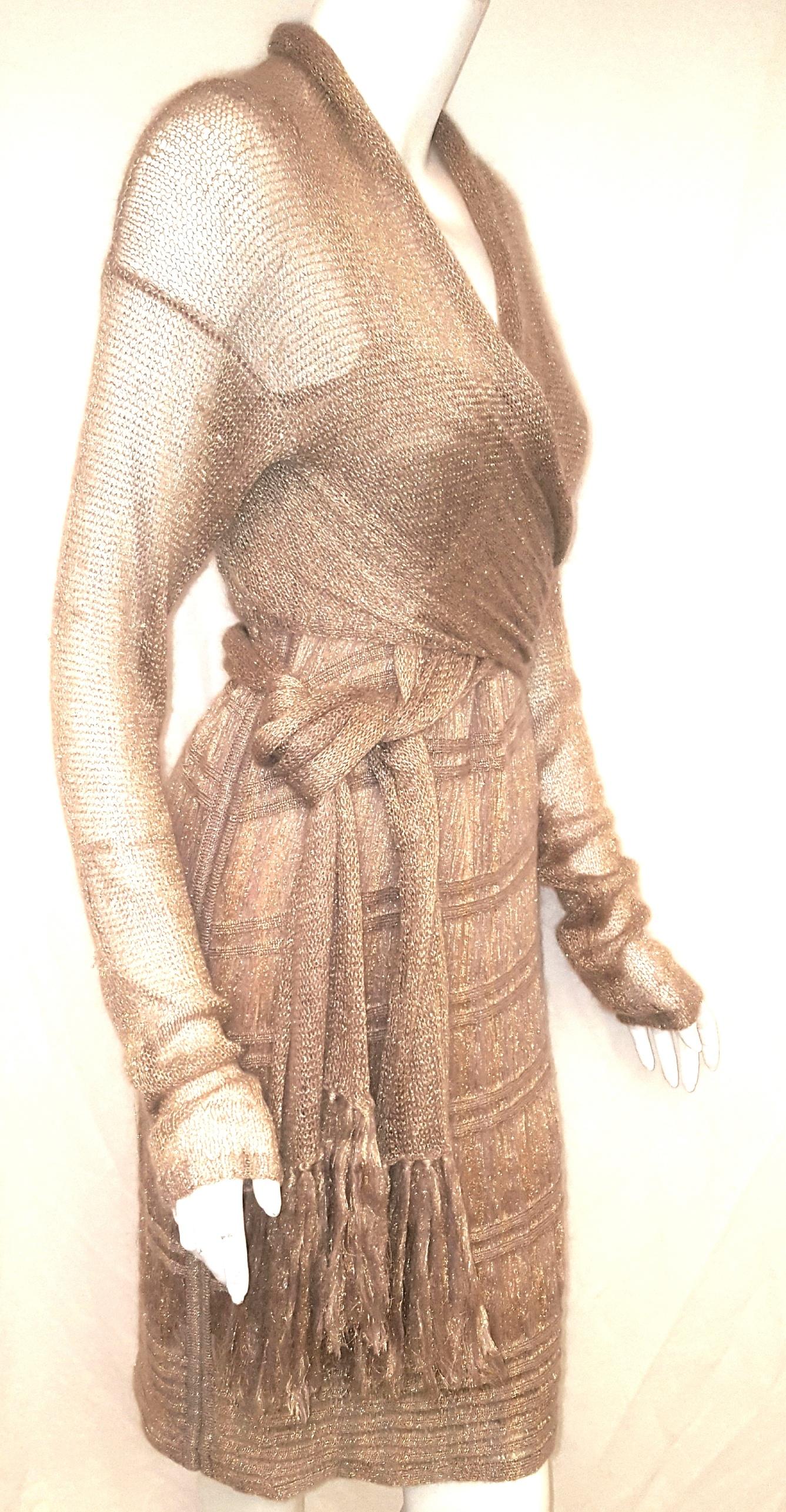 Missoni Multi-layered knit dress ensemble for a soft look that is both pretty and tough brings to mind a modern desert nomad. Individual pieces bring comfort and style to this three piece grouping.   The dress can be worn by itself, a thin strap