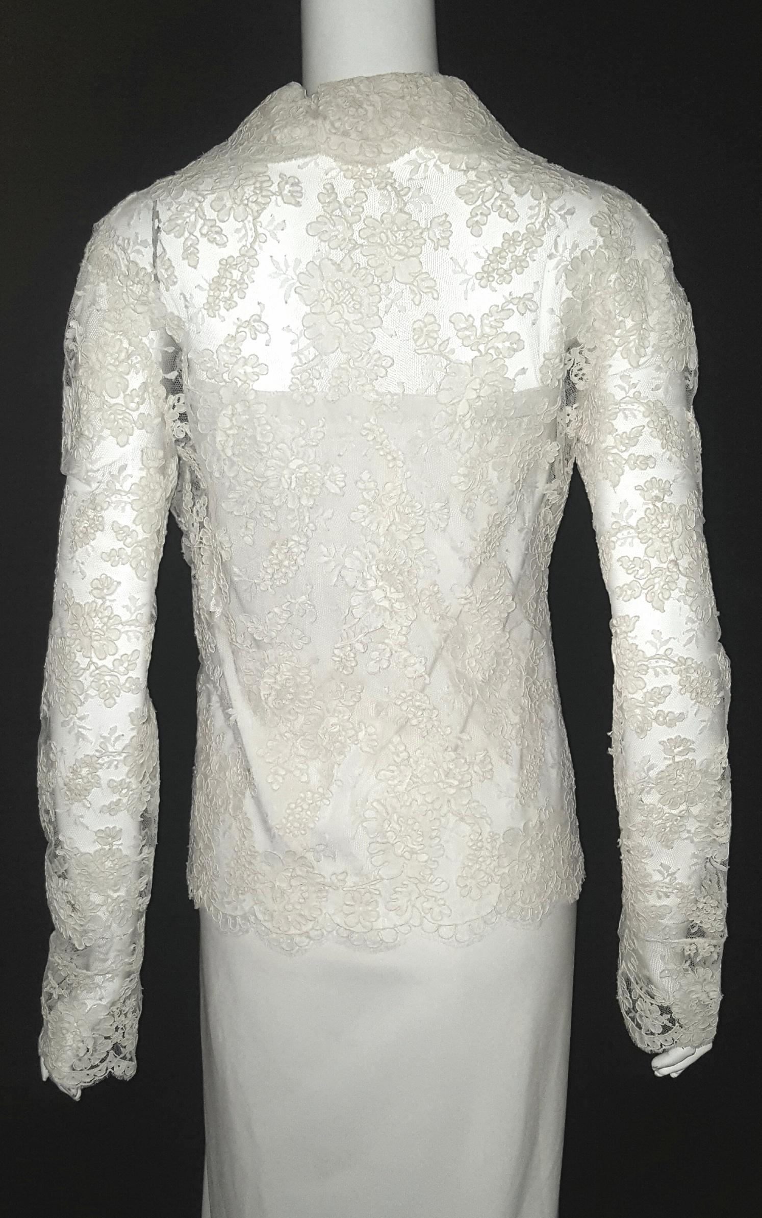 Women's Valentino Ivory Cotton Cord Lace Jacket With Scalloped Edges