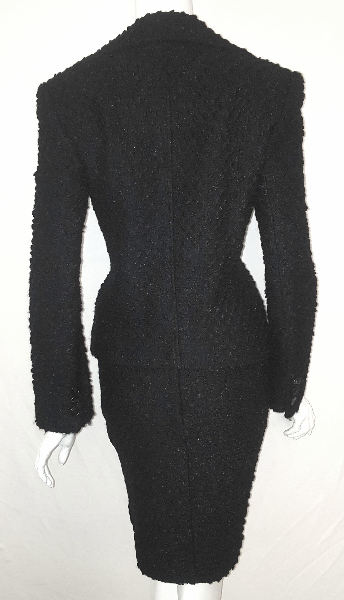 Dolce & Gabbana Black Tweed Skirt Suit  In Excellent Condition In Palm Beach, FL